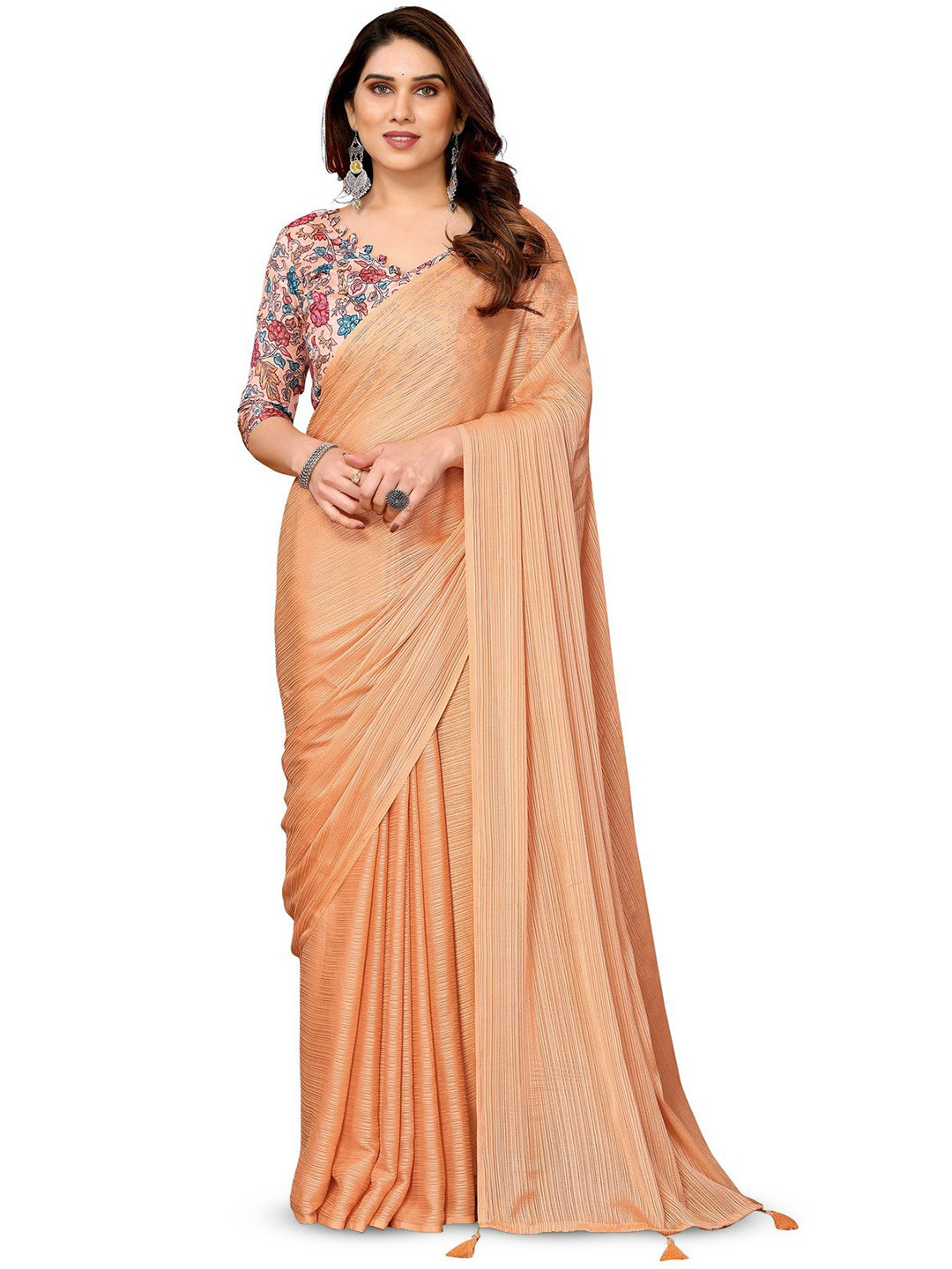 

Fashion FRICKS Striped Saree, Orange