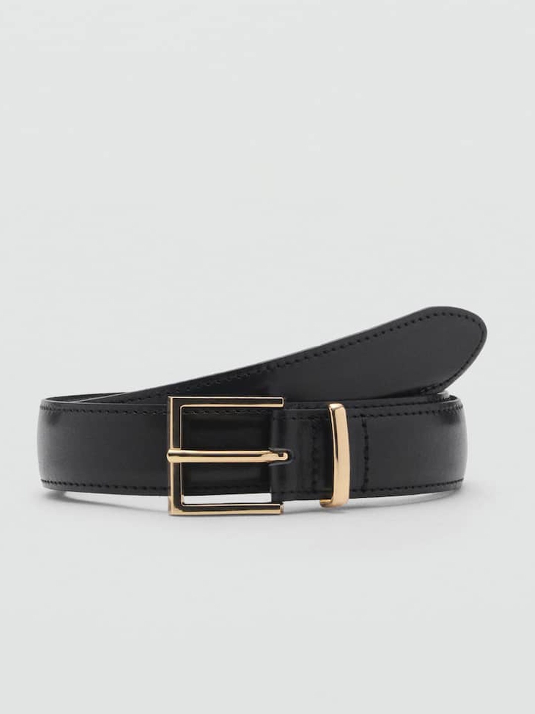 

MANGO Women Leather Belt, Black