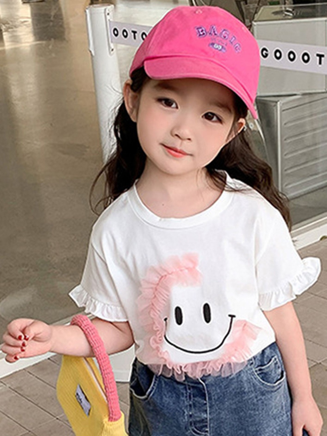 

LULU & SKY Girls Graphic Printed Round Neck Cotton T-shirt, White