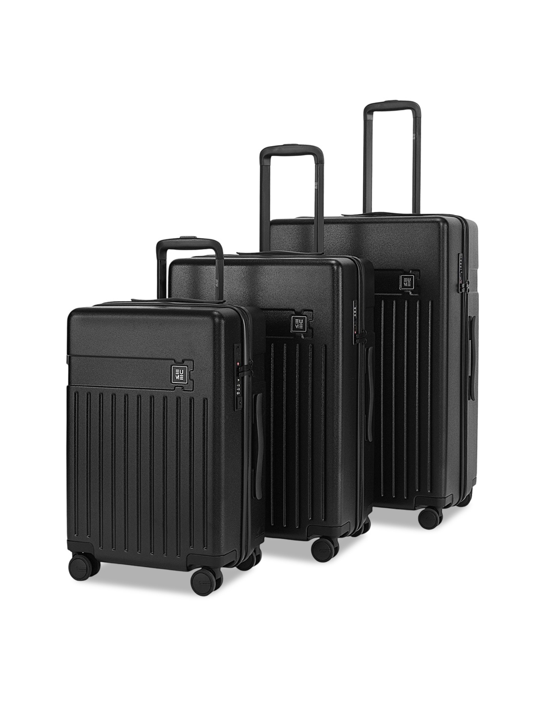 

EUME Set Of 3 Hard-Sided Trolley Suitcase, Black