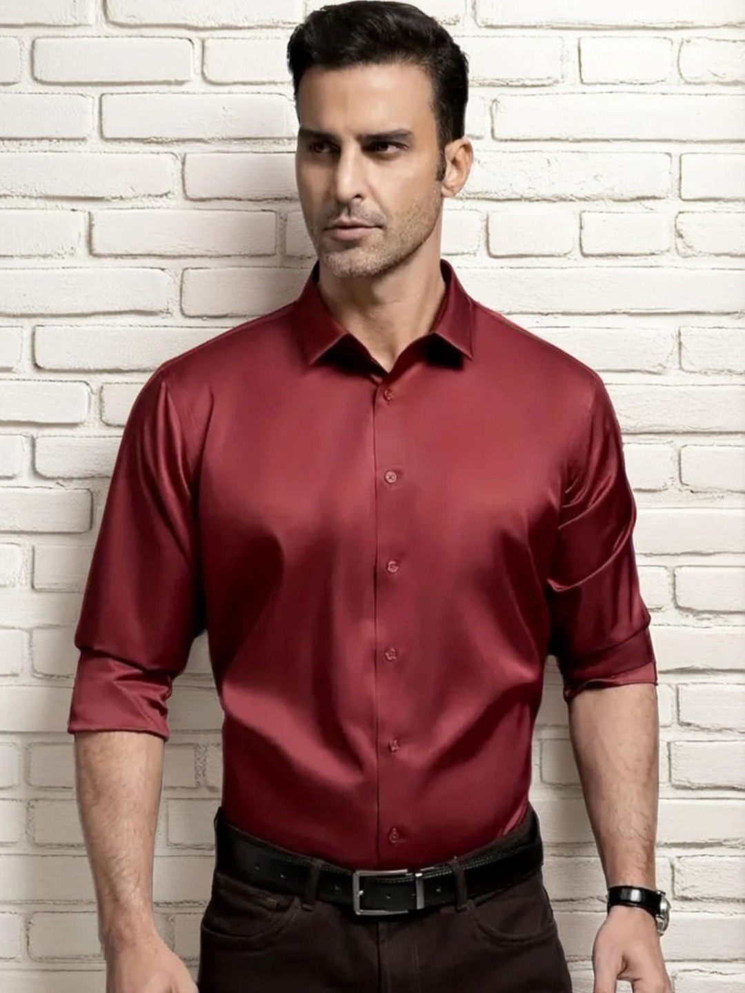 

BAESD Men Classic Opaque Casual Shirt, Black