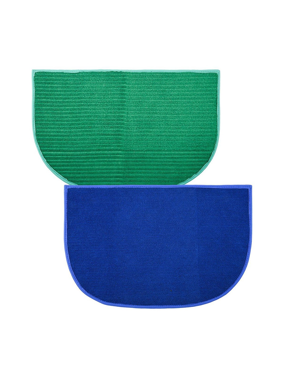 

Kuber Industries Green & Blue 2 Pieces Woollen D-Shaped Anti-Skid Door Mats