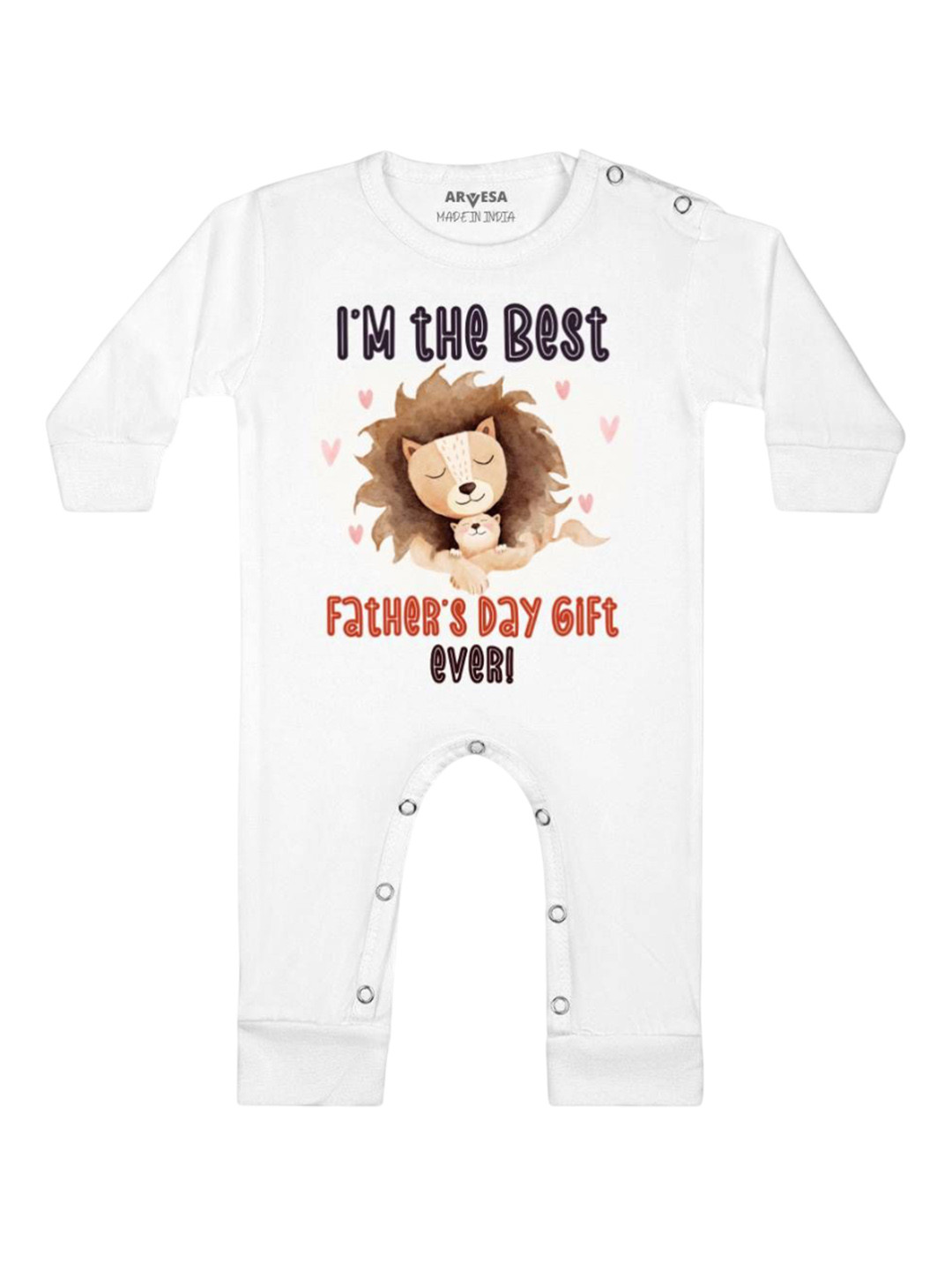 

Arvesa Happy Father Days Printed Baby Romper, White