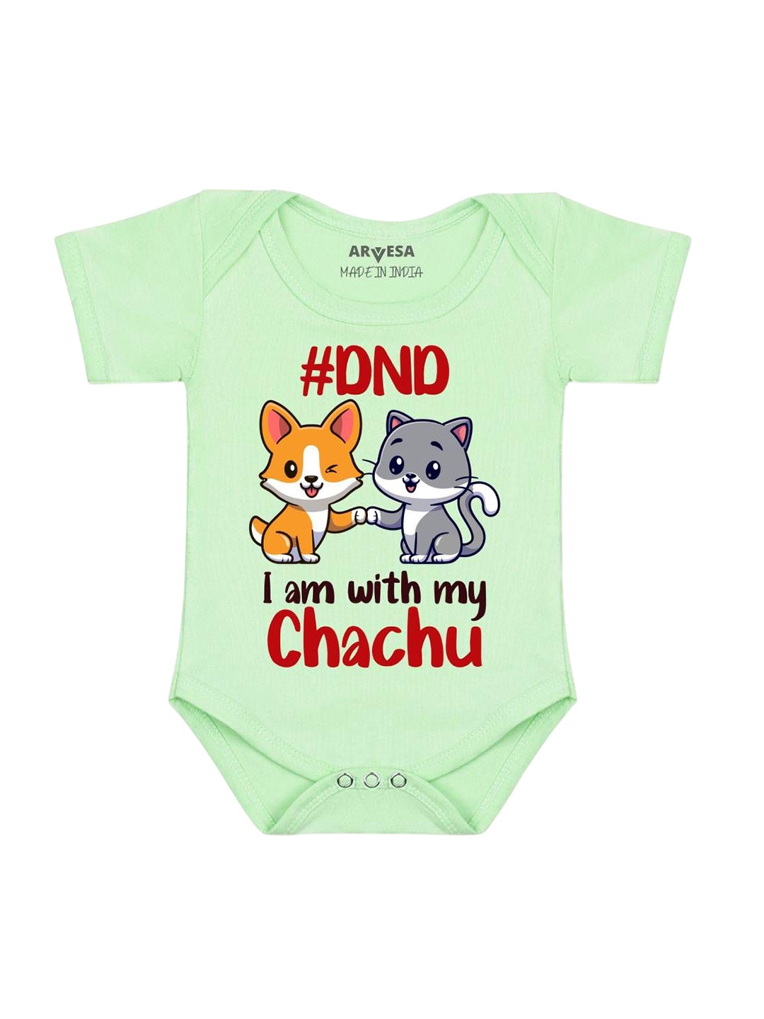 

Arvesa Dnd I Am With My Chachu Printed Romper, Green