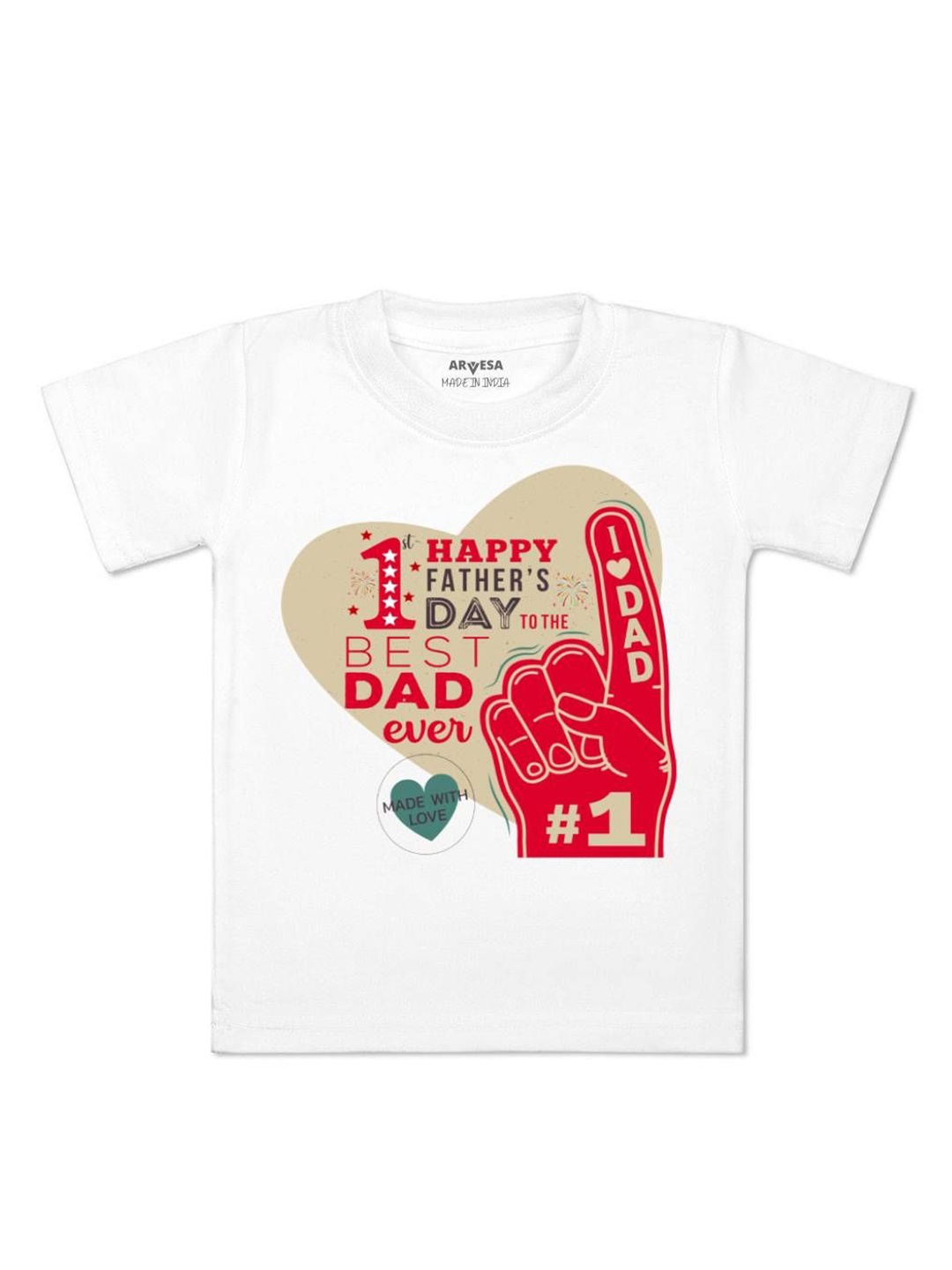 

Arvesa Happy Father Days Printed Kids Unisex T-shirt, White