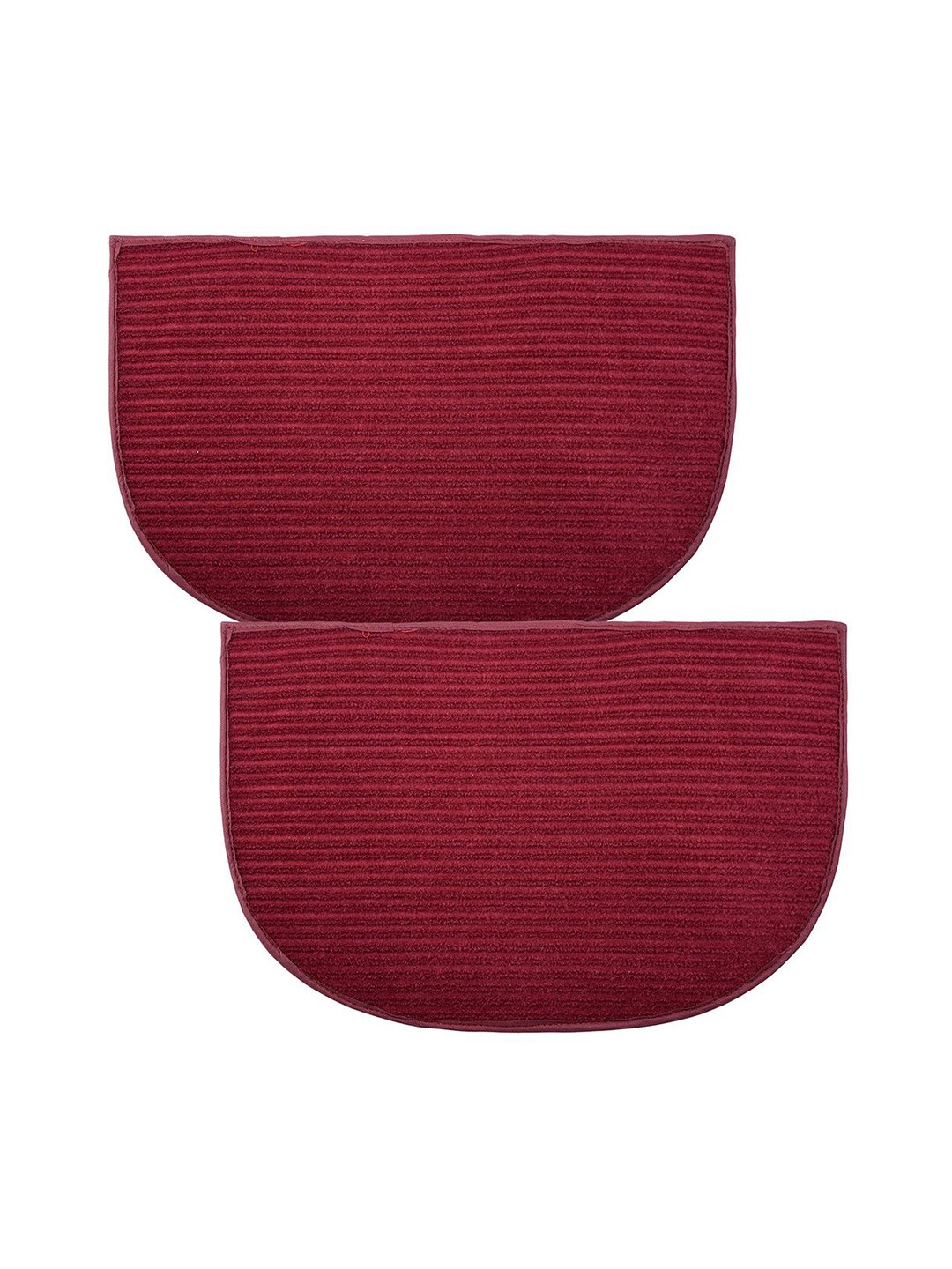 

Kuber Industries Maroon 2 Pieces Striped Woollen D-Shaped Anti-Skid Door Mats