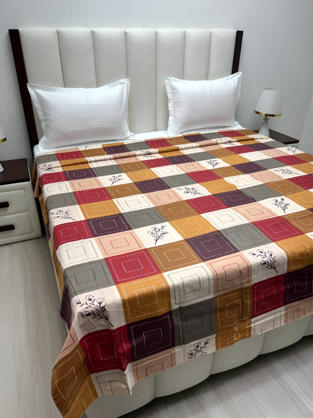 

Pure Decor Brown & Maroon Printed Pure Cotton 260 TC King Duvet Cover