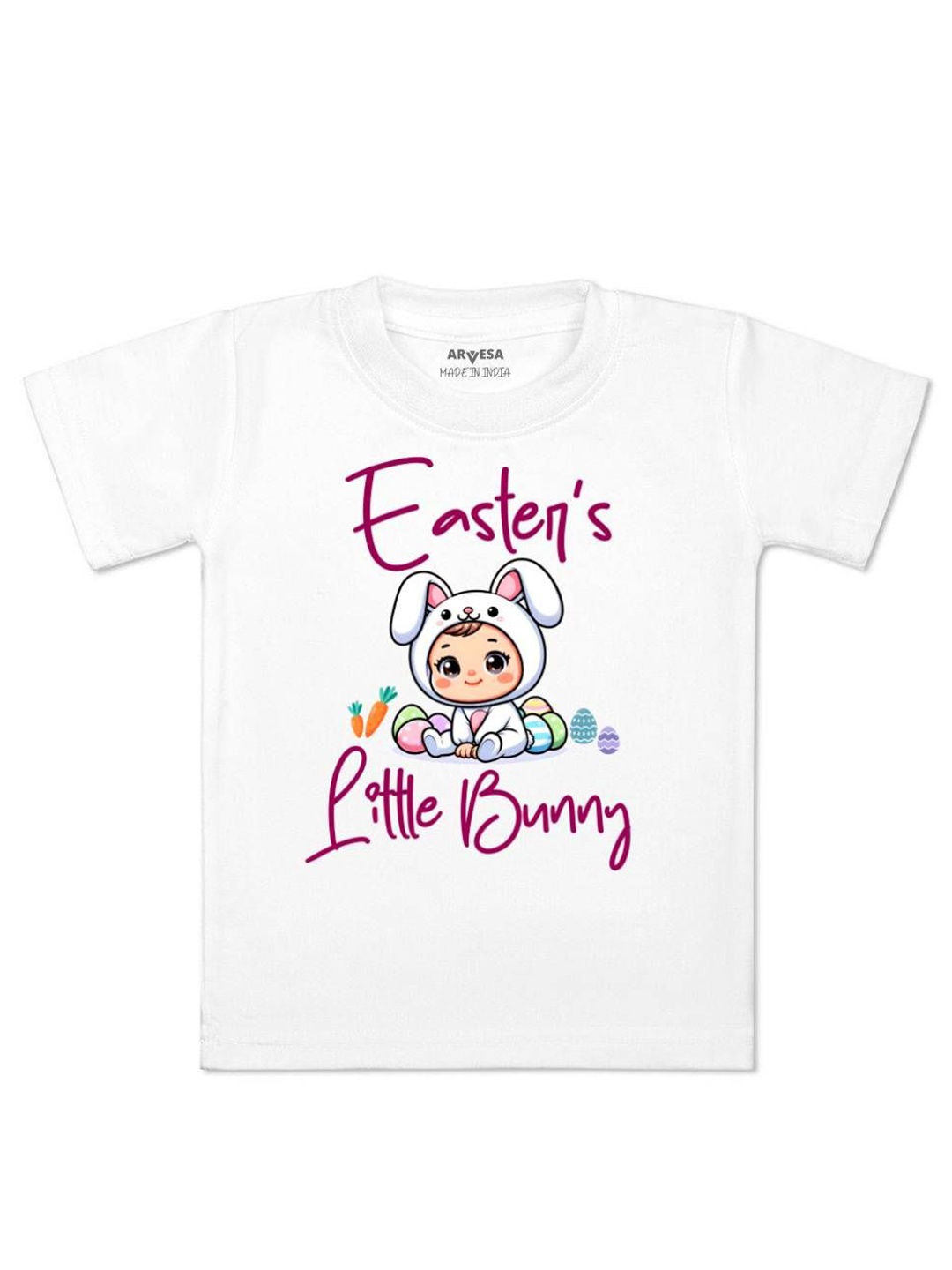 

Arvesa Easter Little Bunny Printed Kids Unisex T-shirt, White