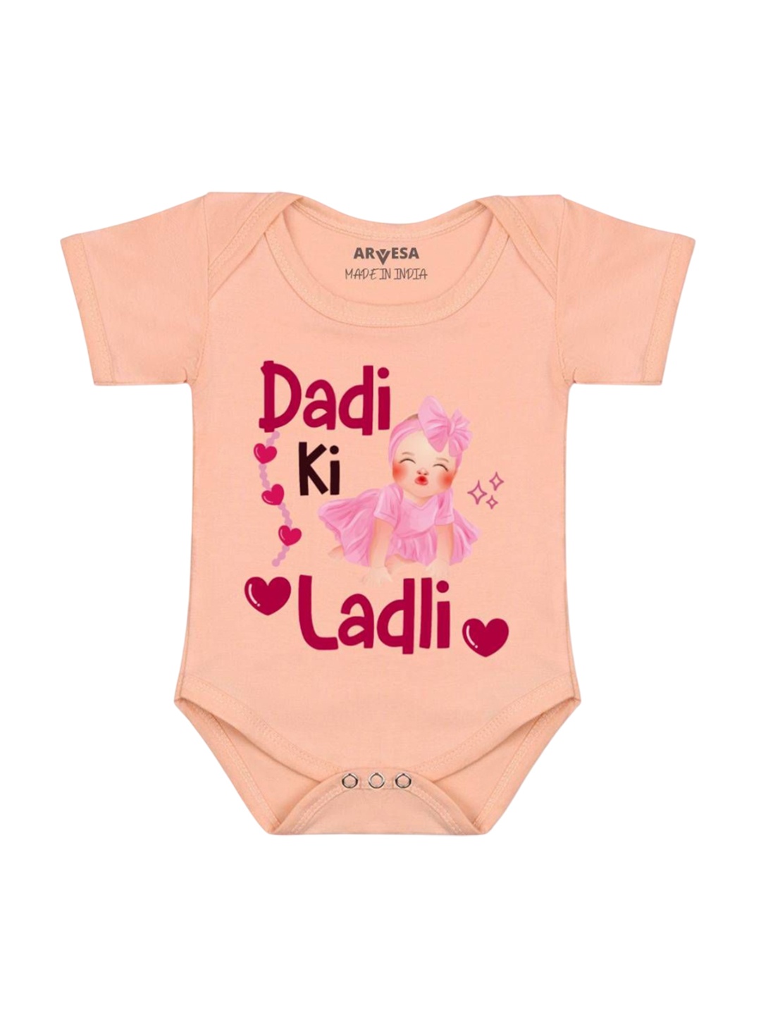 

Arvesa Dadi Ki Ladli Printed Romper, Peach