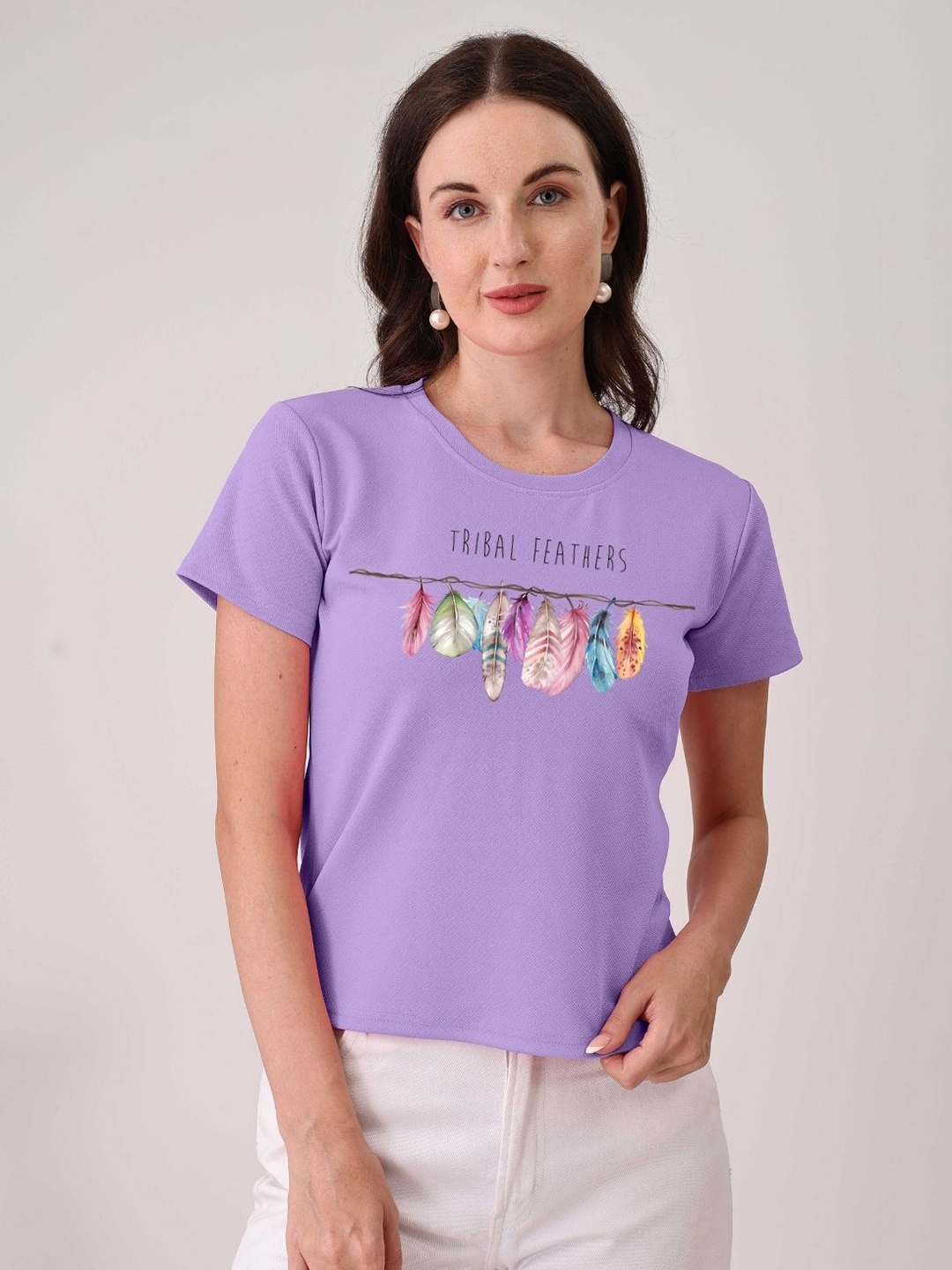 

Moda Rapido Women Graphic Printed Round Neck Cotton T-shirt, Purple