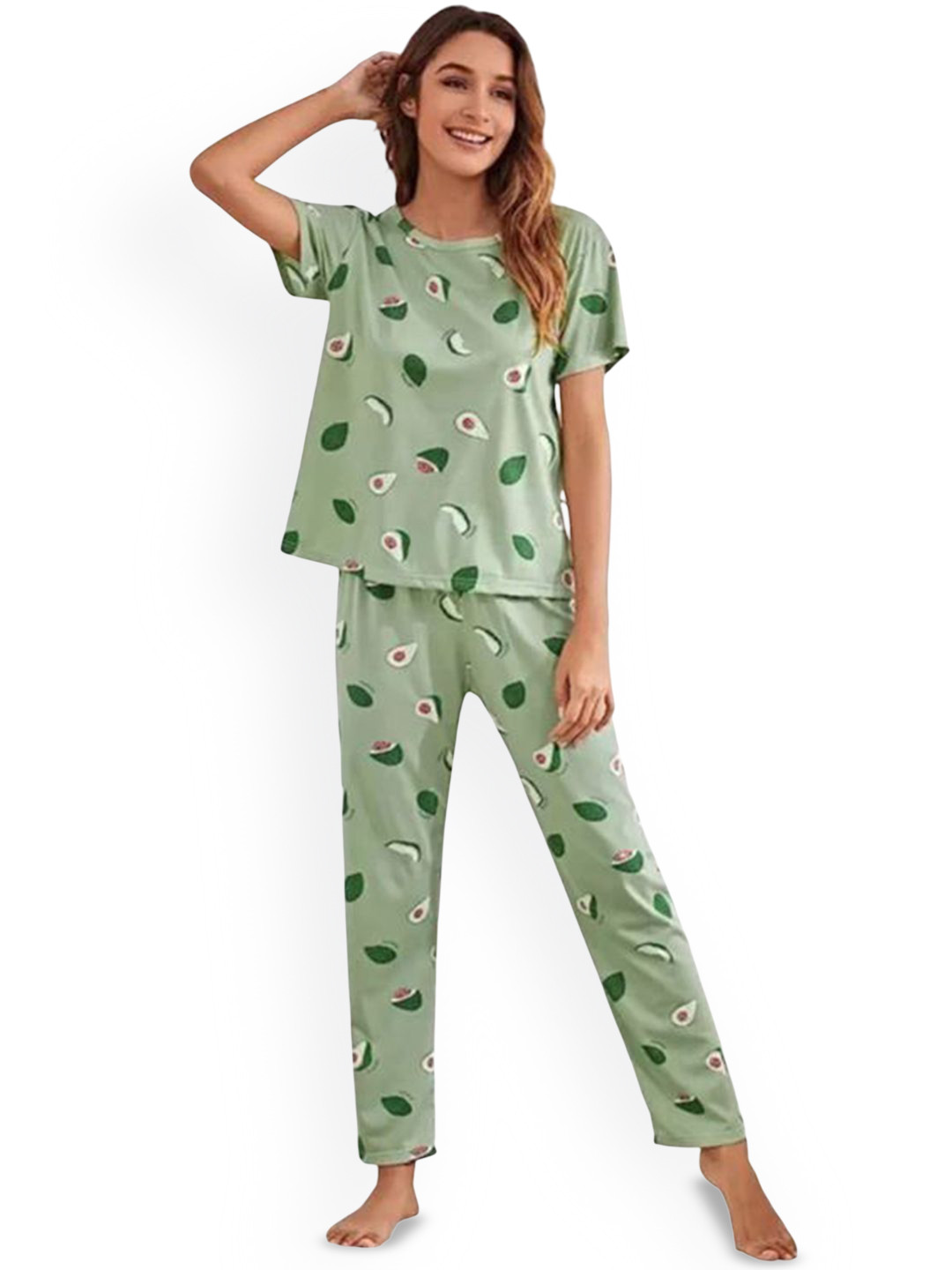 

Dreambe Women Printed Night suit, Green