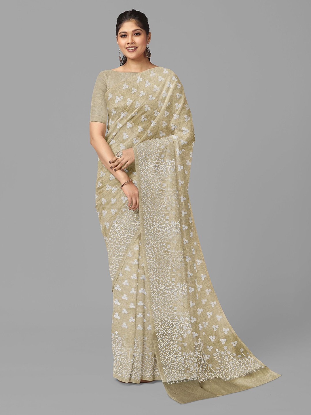 

The Chennai Silks Floral Sambalpuri Saree, Brown