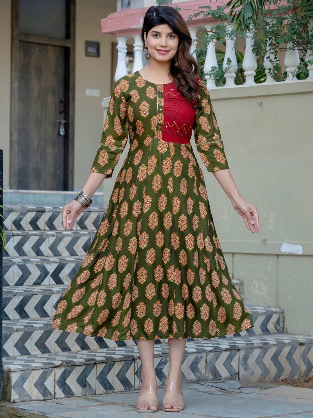 

Anouk Print Maxi Dress, Green