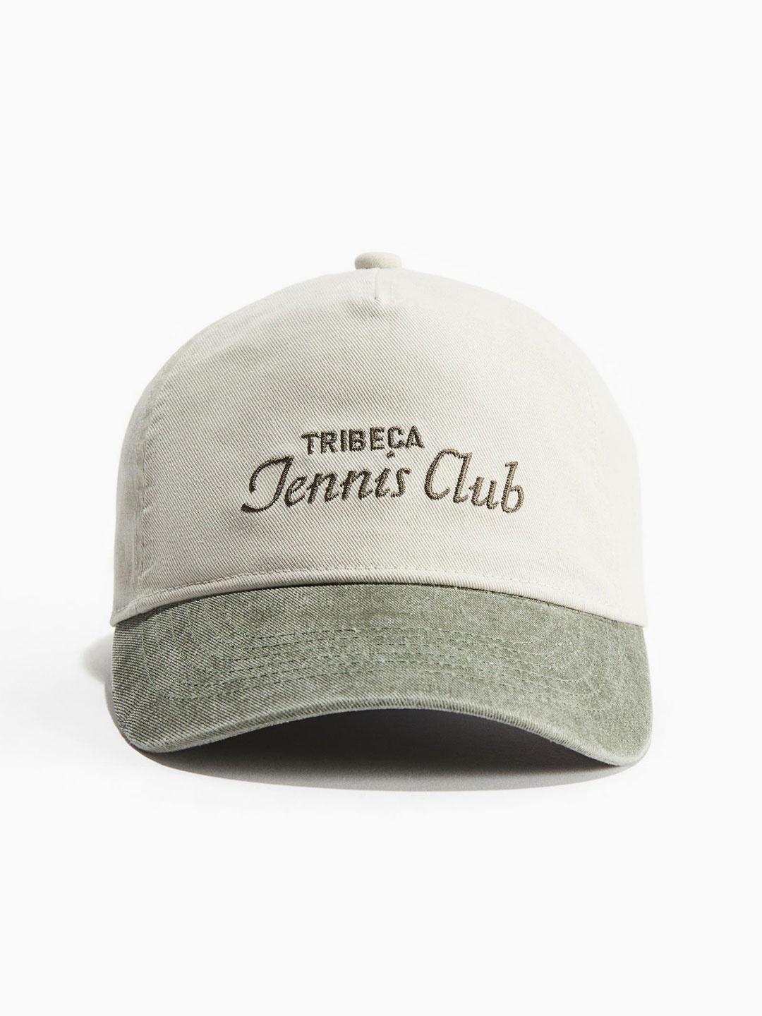 

H&M Embroidered-Motif Twill Cap, Green