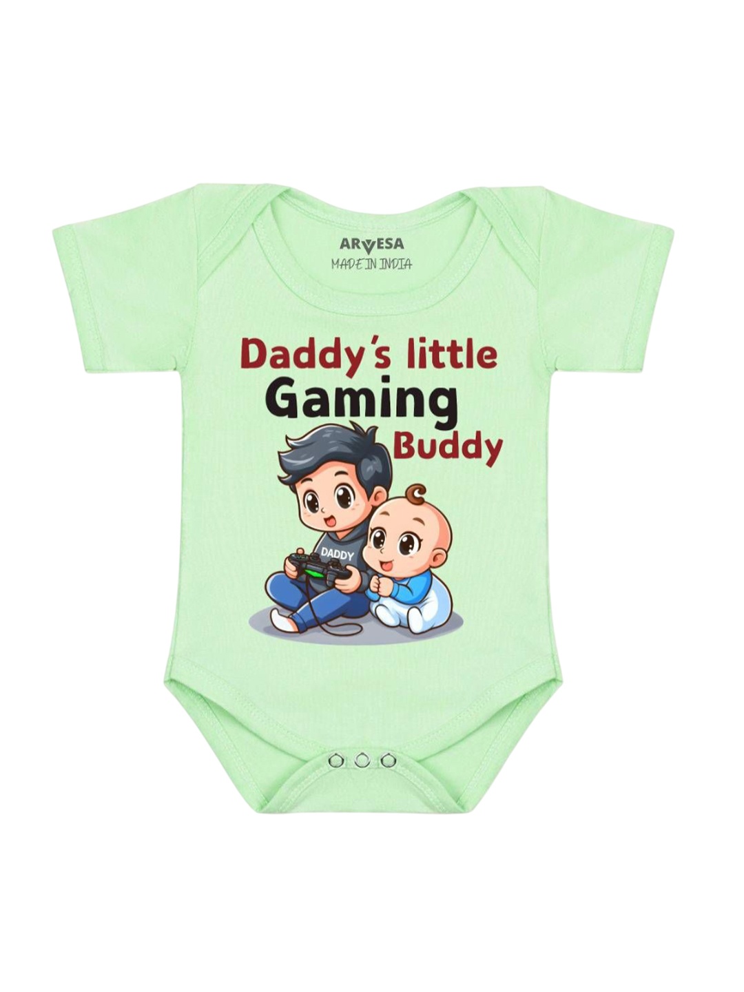 

Arvesa Kids Daddy Little Gaming Buddy Printed Romper, Green