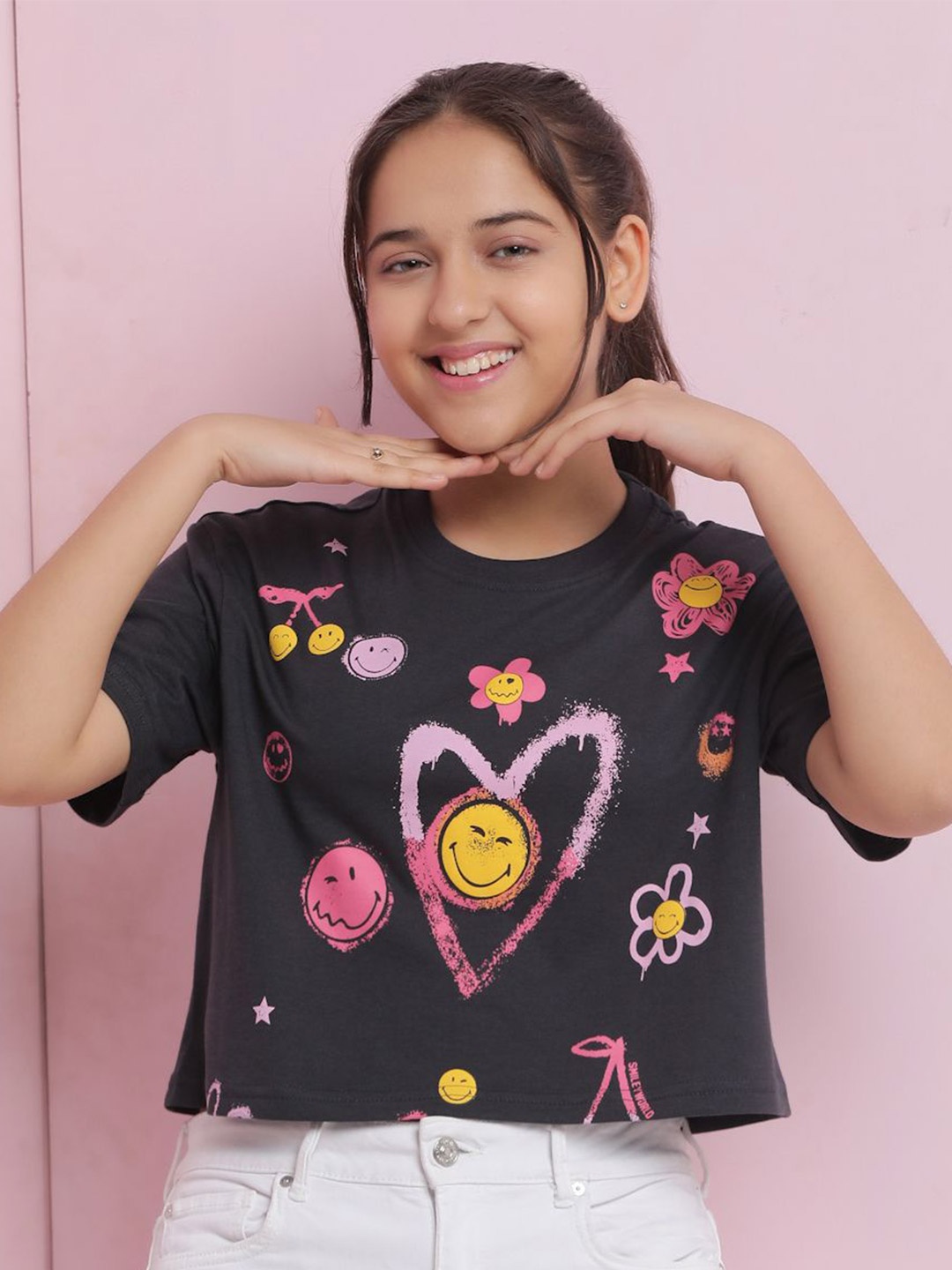 

Lil Tomatoes Print Cotton Crop Top, Charcoal