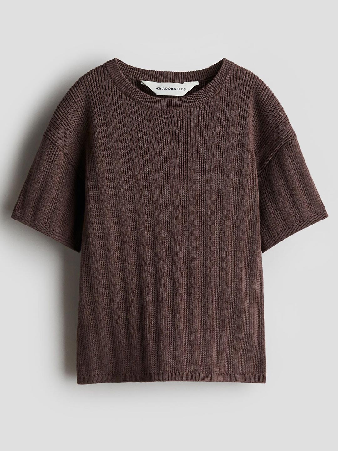 

H&M Rib-Knit Cotton T-shirt, Brown
