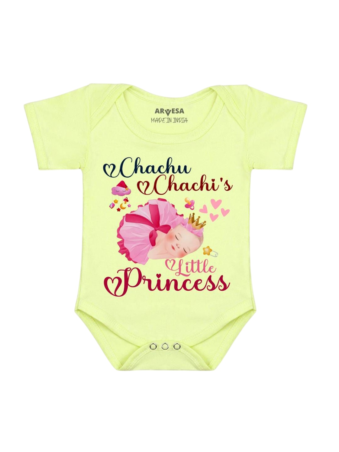 

Arvesa Kids Chachu Chachi'S Little Princess Printed Cotton Romper, Yellow