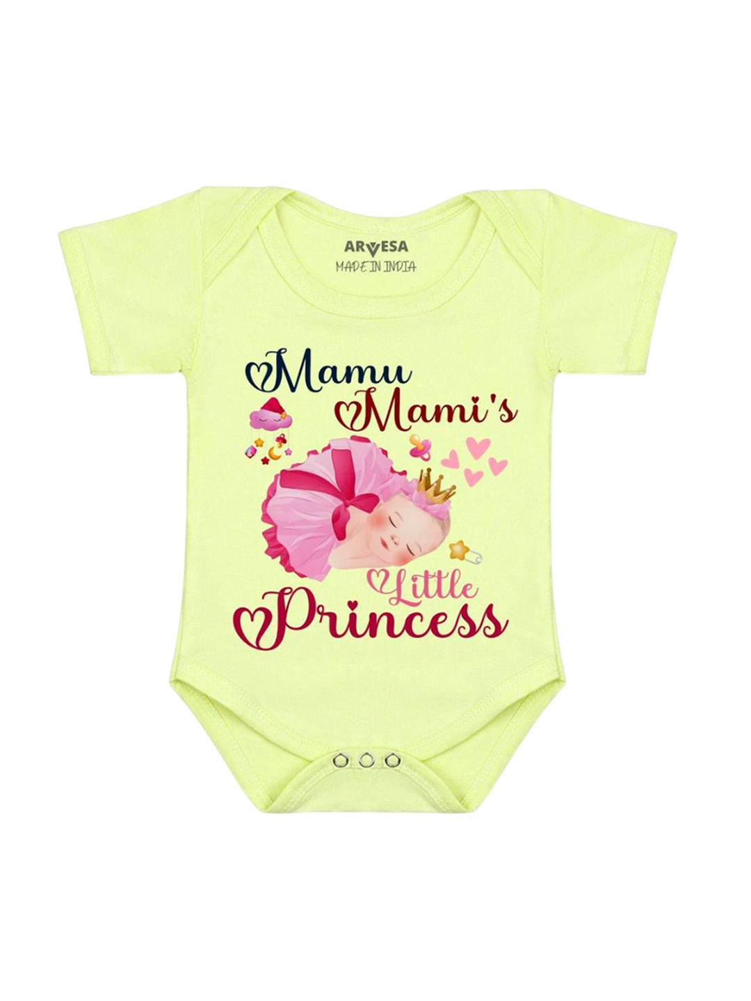 

Arvesa Mamu Mami Little Princess Printed Romper, Yellow