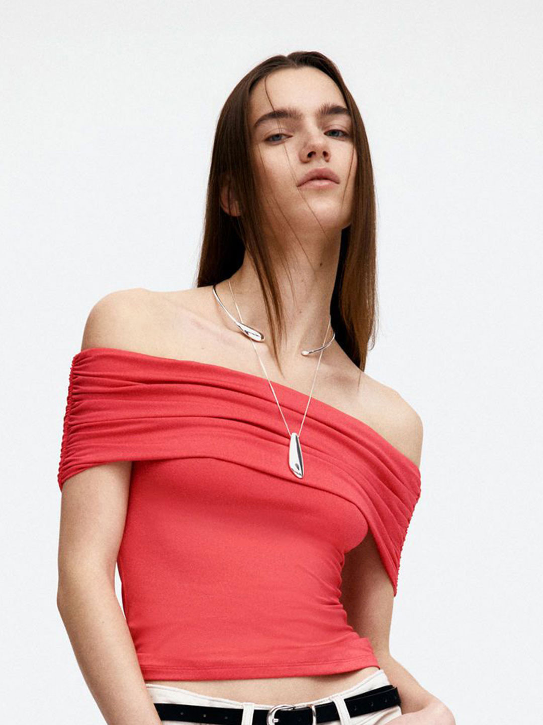 

H&M Gathered Off-The-Shoulder Top, Pink