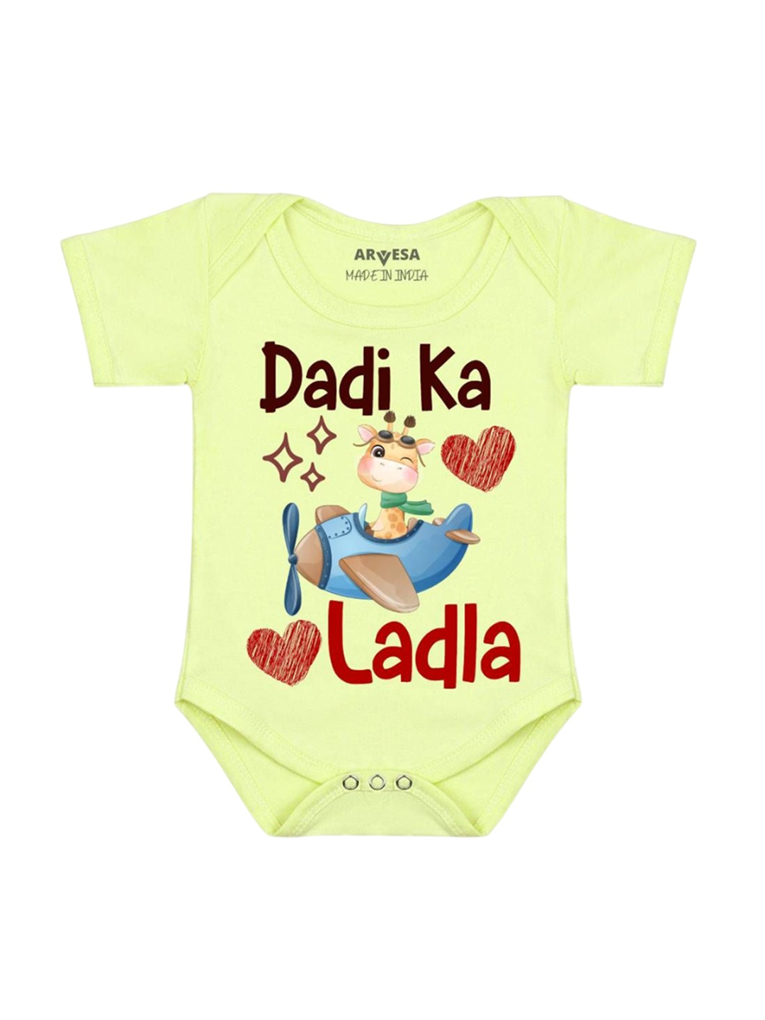 

Arvesa Kids Dadi Ka Ladla Printed Romper, Yellow