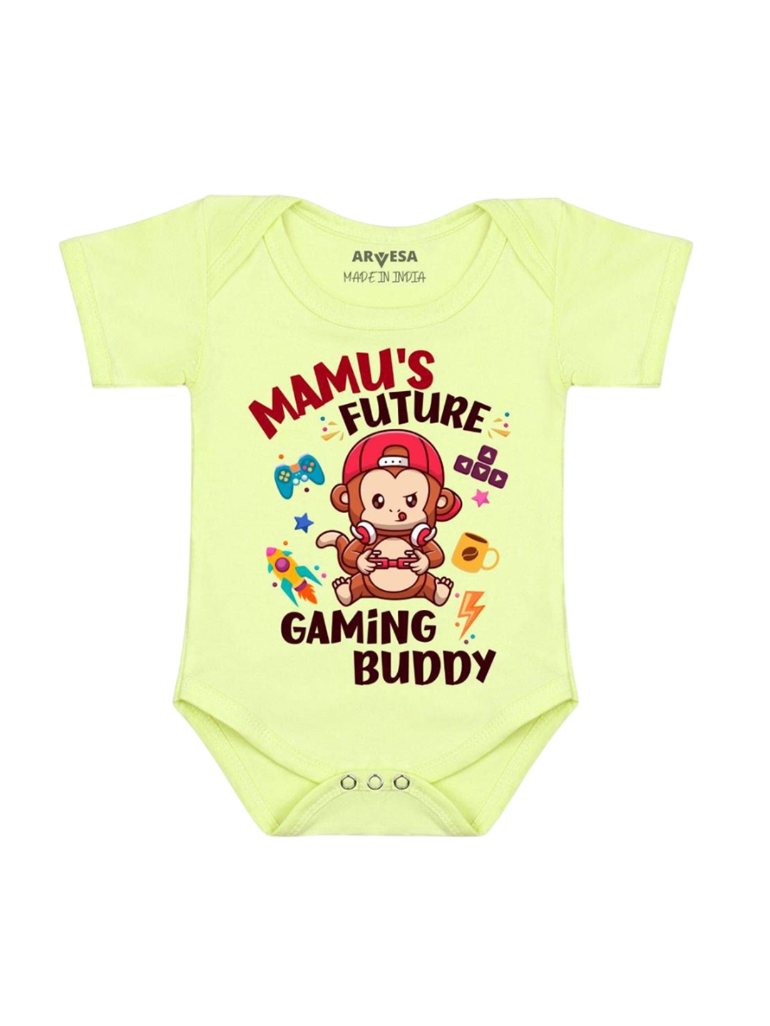 

Arvesa Mamu Future Gaming Buddy Printed Romper, Yellow