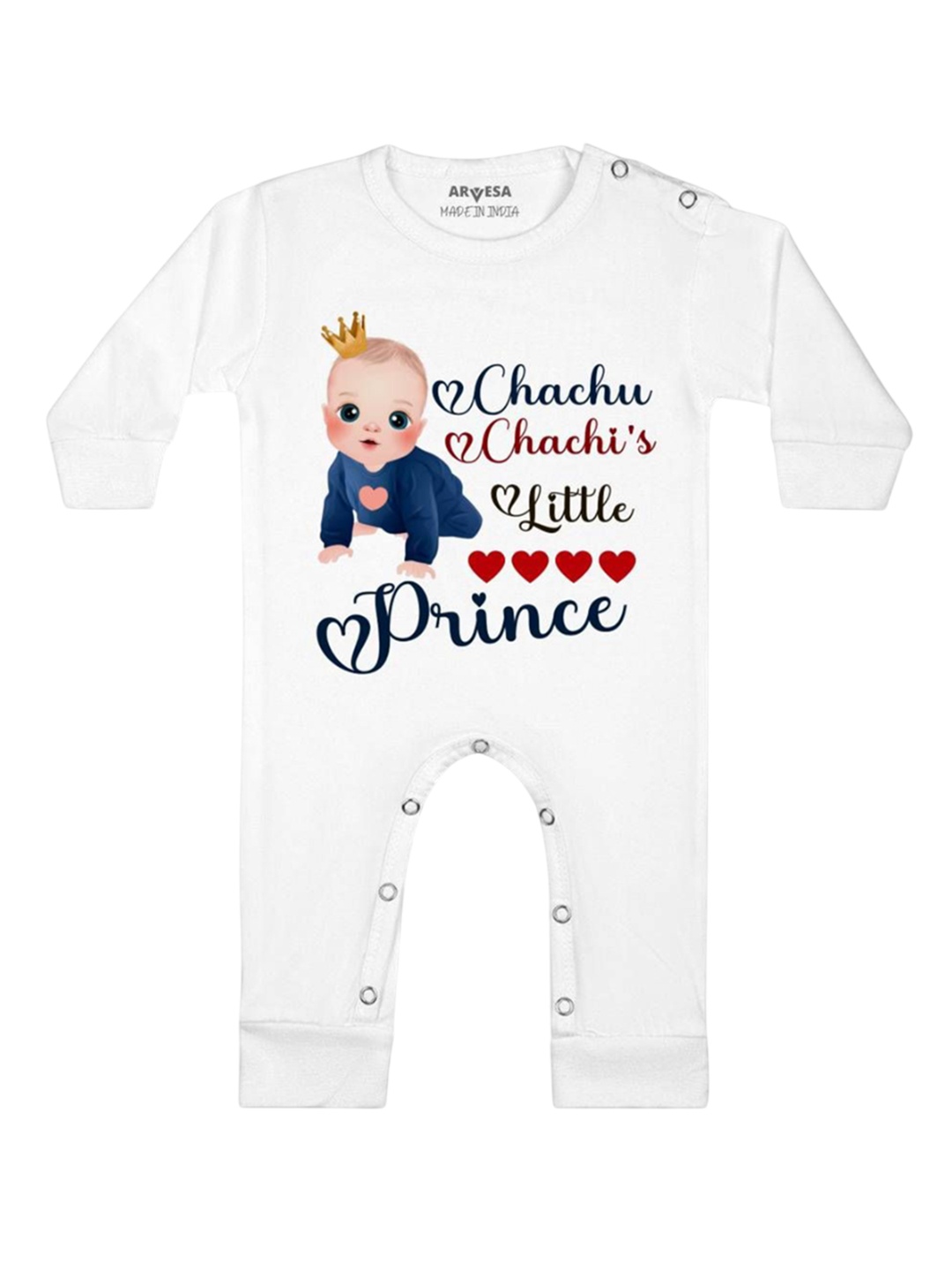 

Arvesa Kids Chachu Chachi'S Little Prince Printed Baby Romper, White