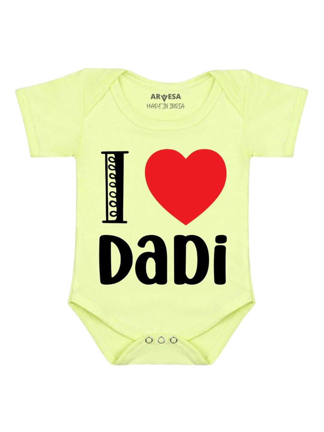 

Arvesa Kids I Love Dadi Printed Romper, Yellow