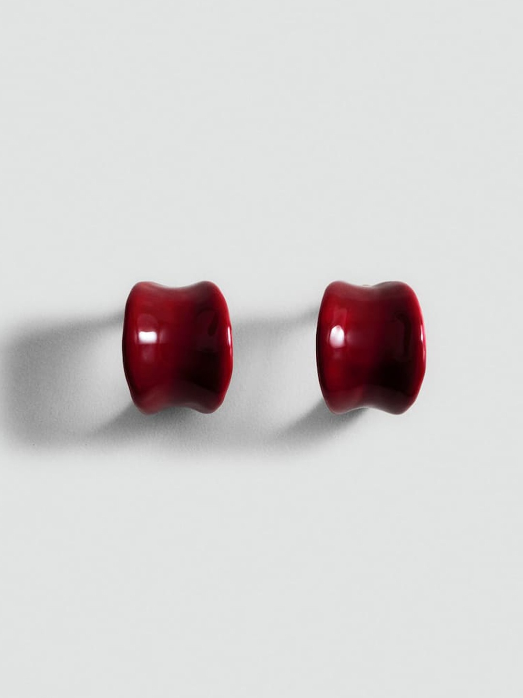 

MANGO Contemporary Half Hoop Earrings, Red
