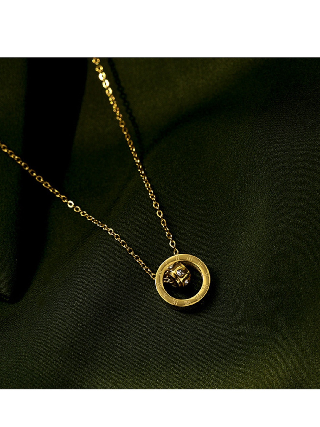 

DressBerry Circular Shaped Stone Studed Pendant Chain, Gold