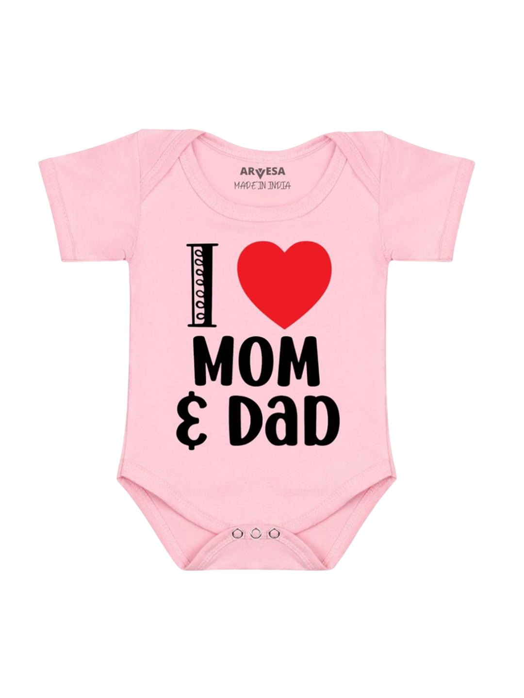 

Arvesa Unisex I Love Mom And Dad Printed Romper, Pink