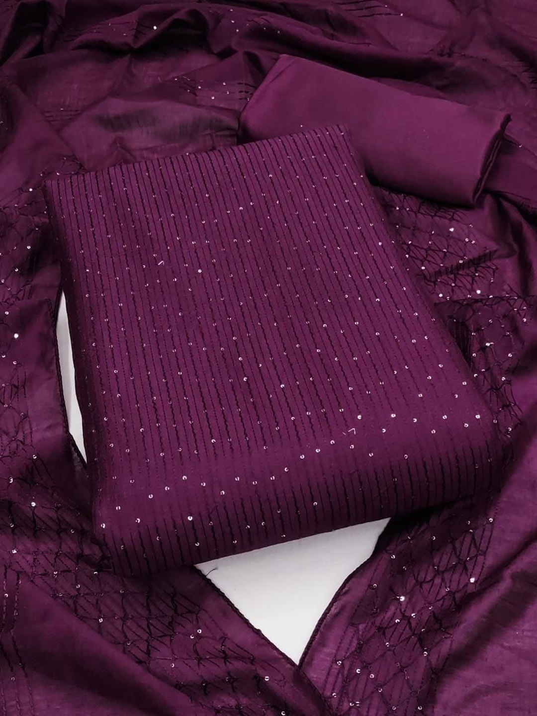 

BlissFlair Pure Cotton Unstitched Dress Material, Purple