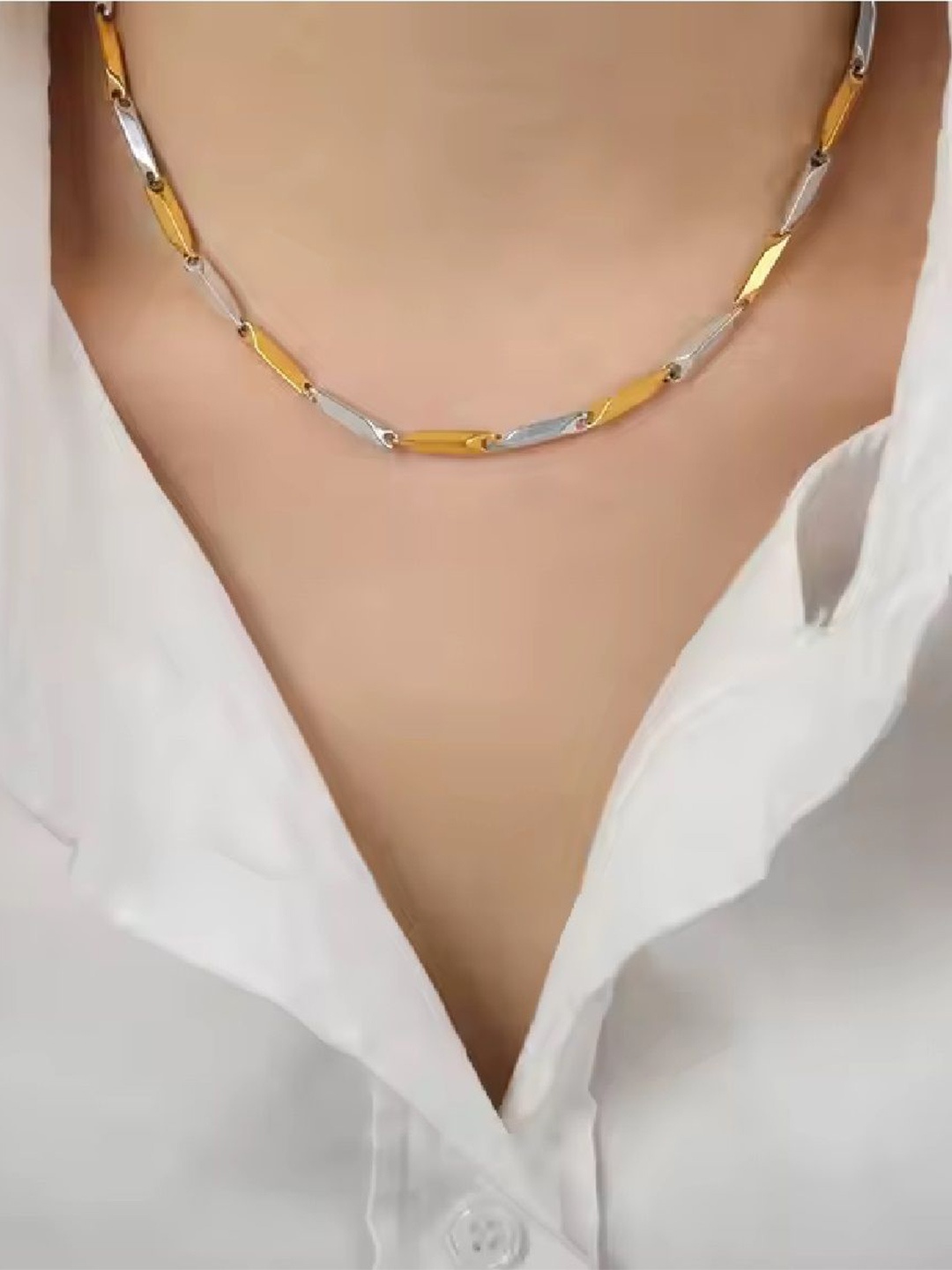 

Crazy Fashion Unisex Gold-Plated Stainless Steel Rice Chain