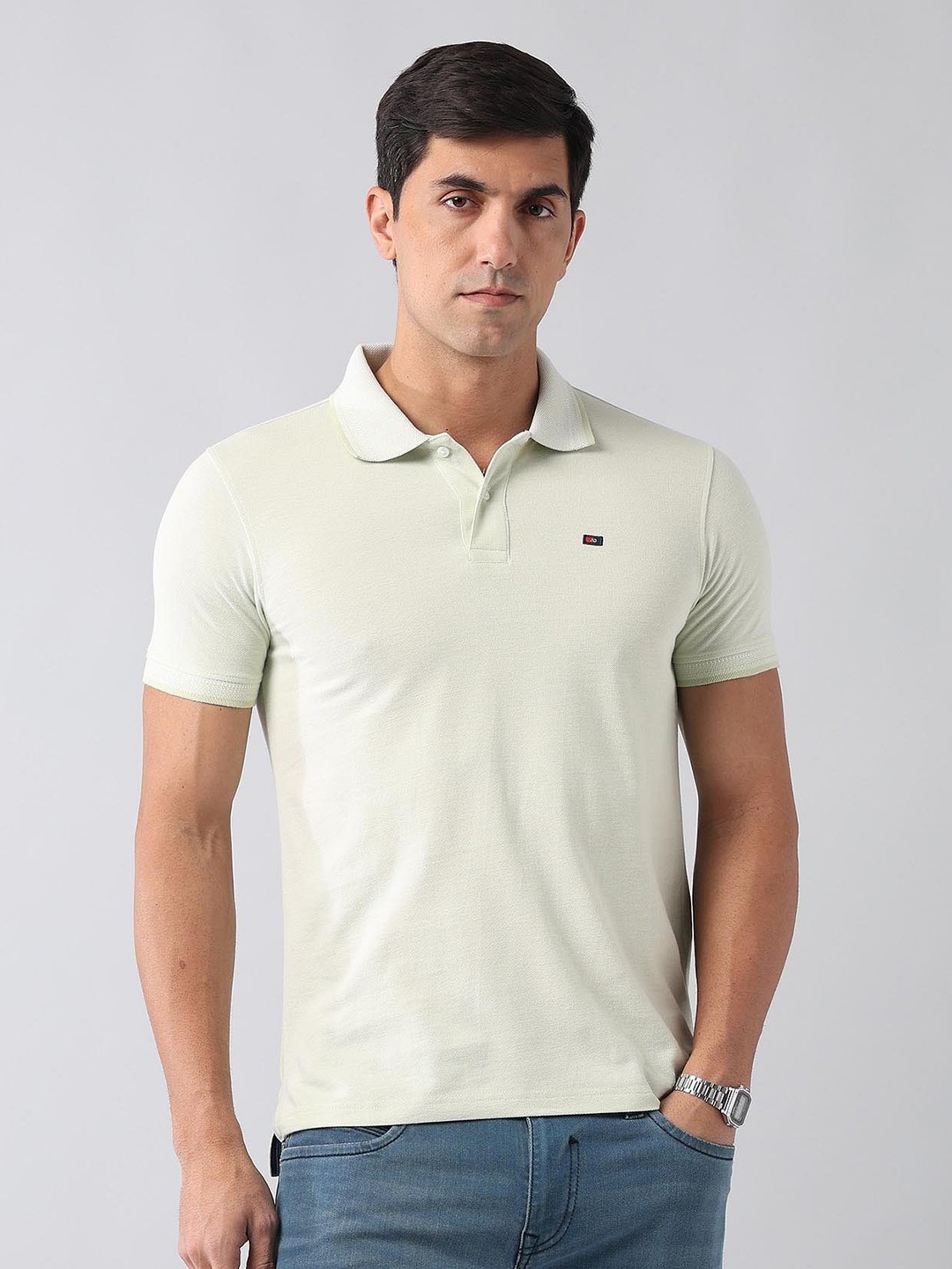 

AD By Arvind Men Polo Collar Slim Fit T-shirt, Green