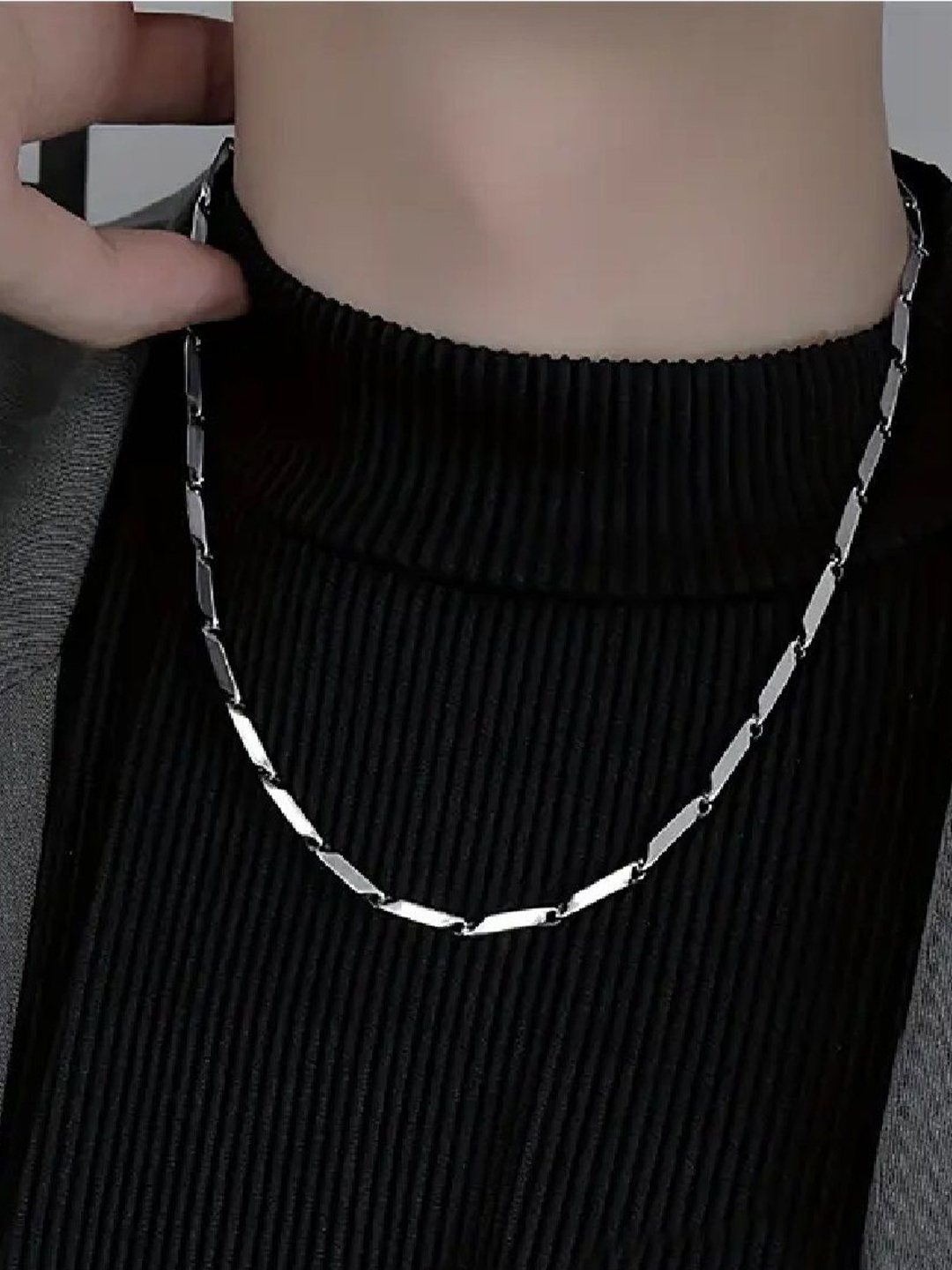 

Crazy Fashion Unisex Stainless Steel Silver-Plated Rice Chain
