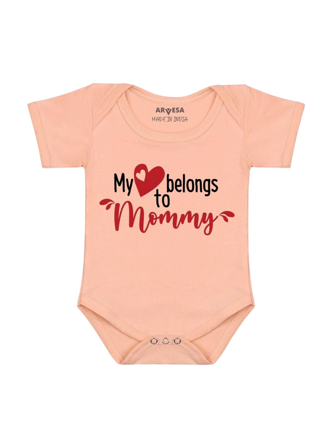 

Arvesa Kids My Heart Beling To Mommy Printed Romper, Peach