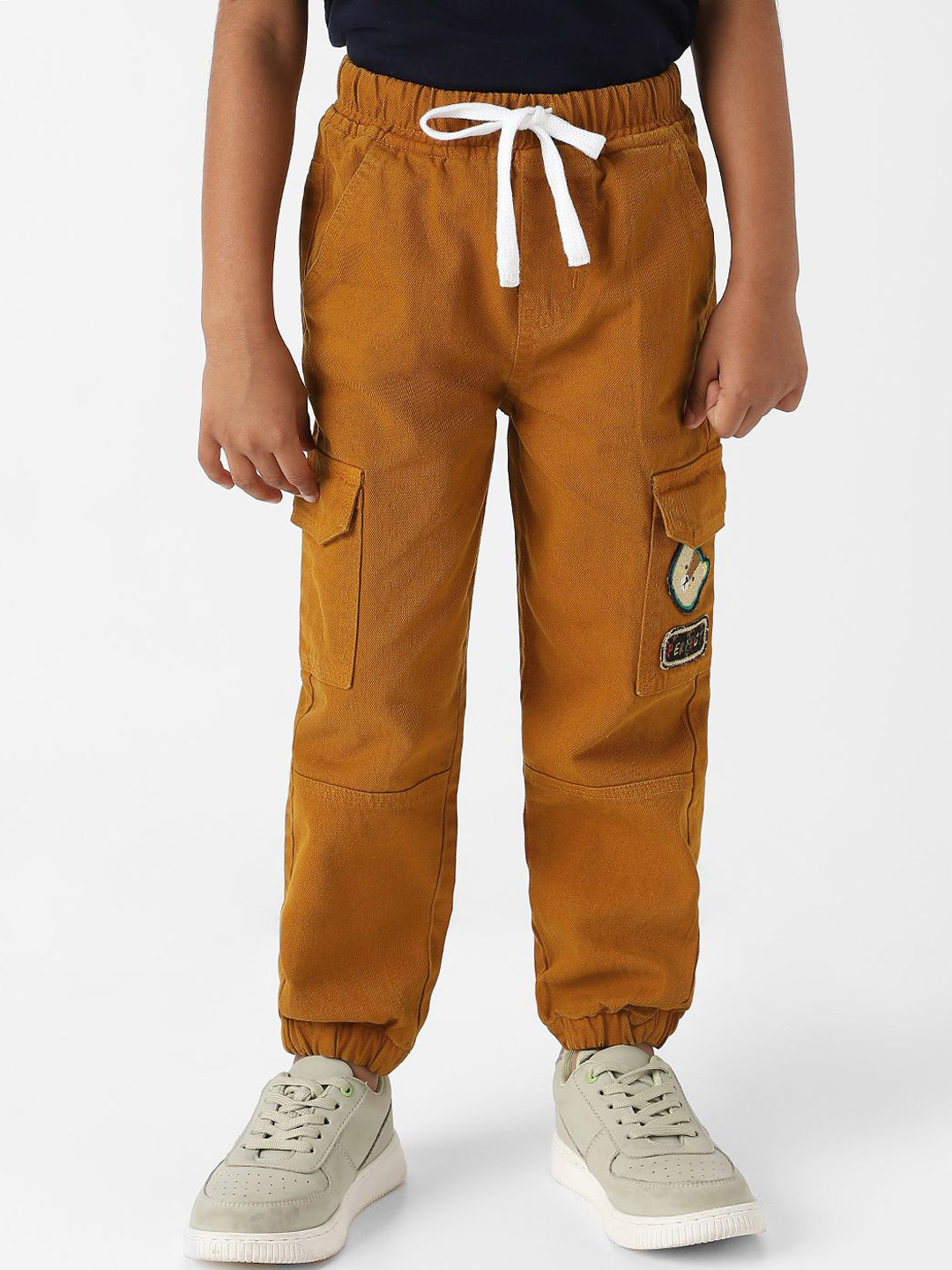 

Nauti Nati Boys' Bear Patch Denim Cargo Style Joggers, Brown