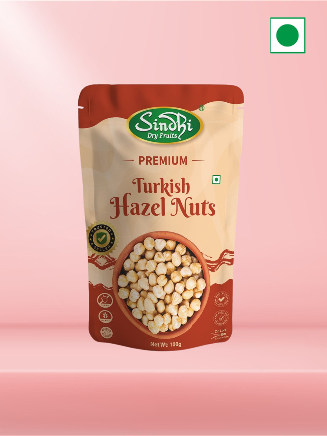 

SINDHI Dry Fruits Turkish Hazel Nuts - 100g, Beige