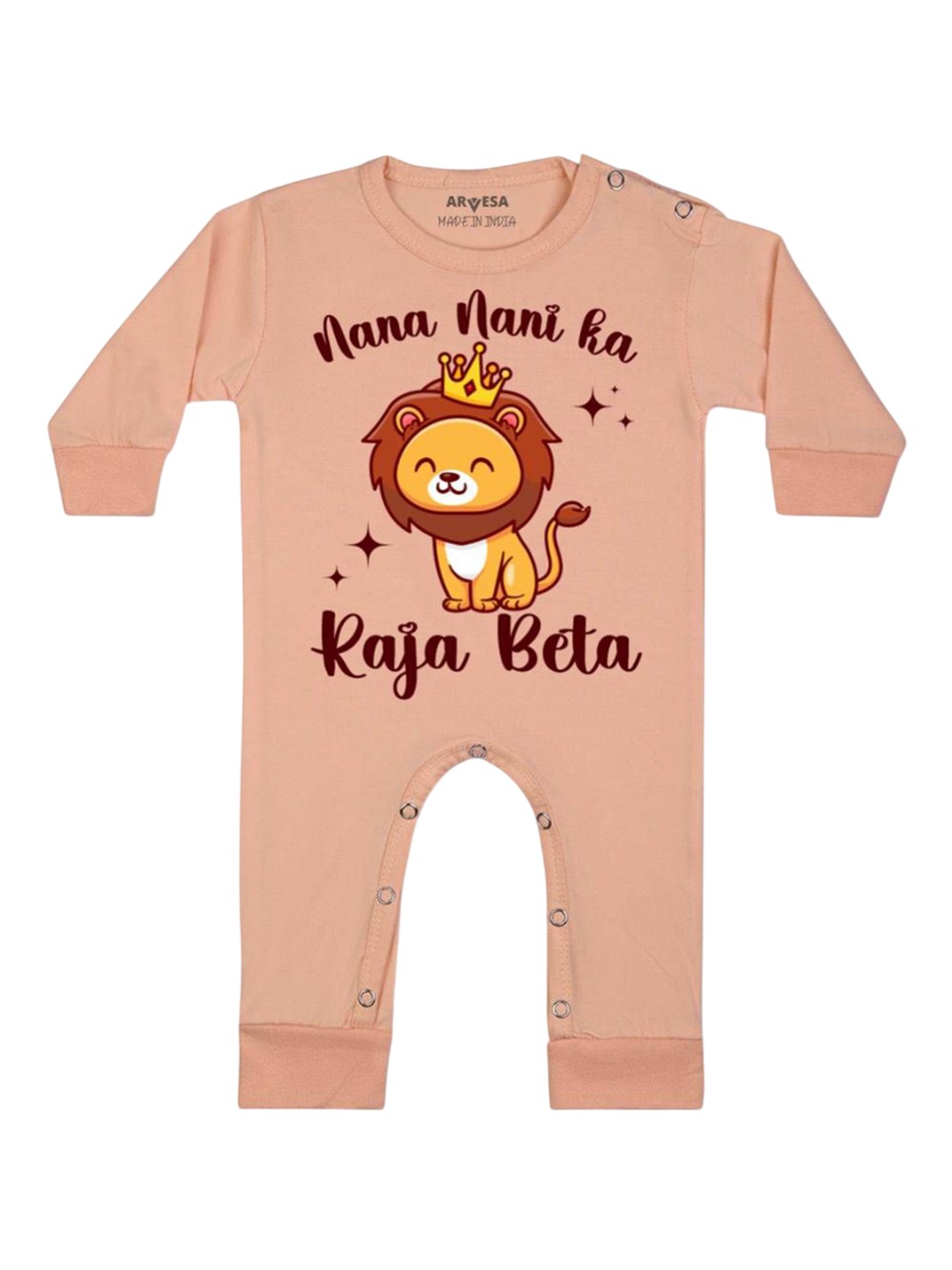

Arvesa Kids Printed Romper, Peach