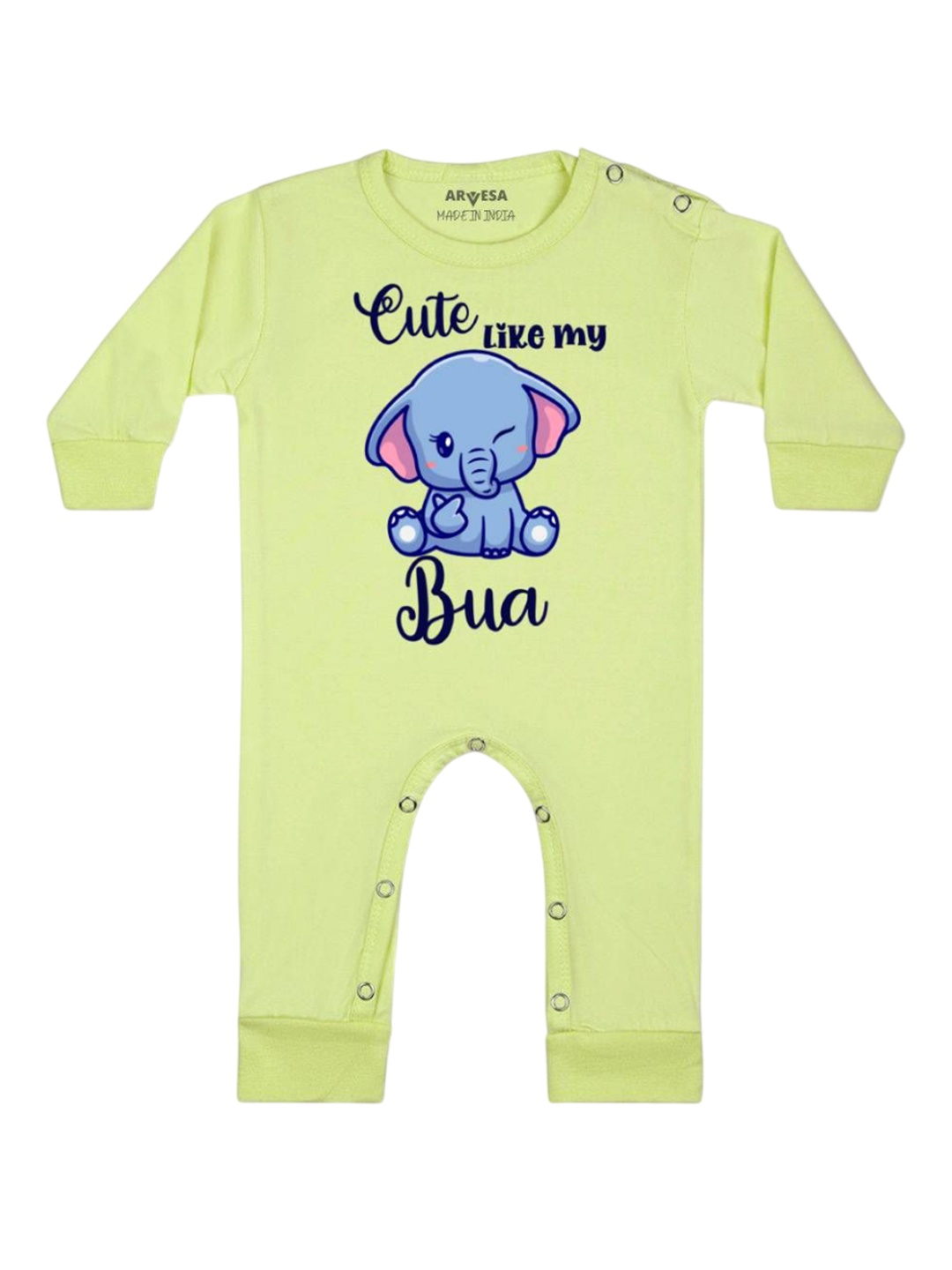 

Arvesa Kids Cute Like My Bua Printed Baby Romper, Yellow