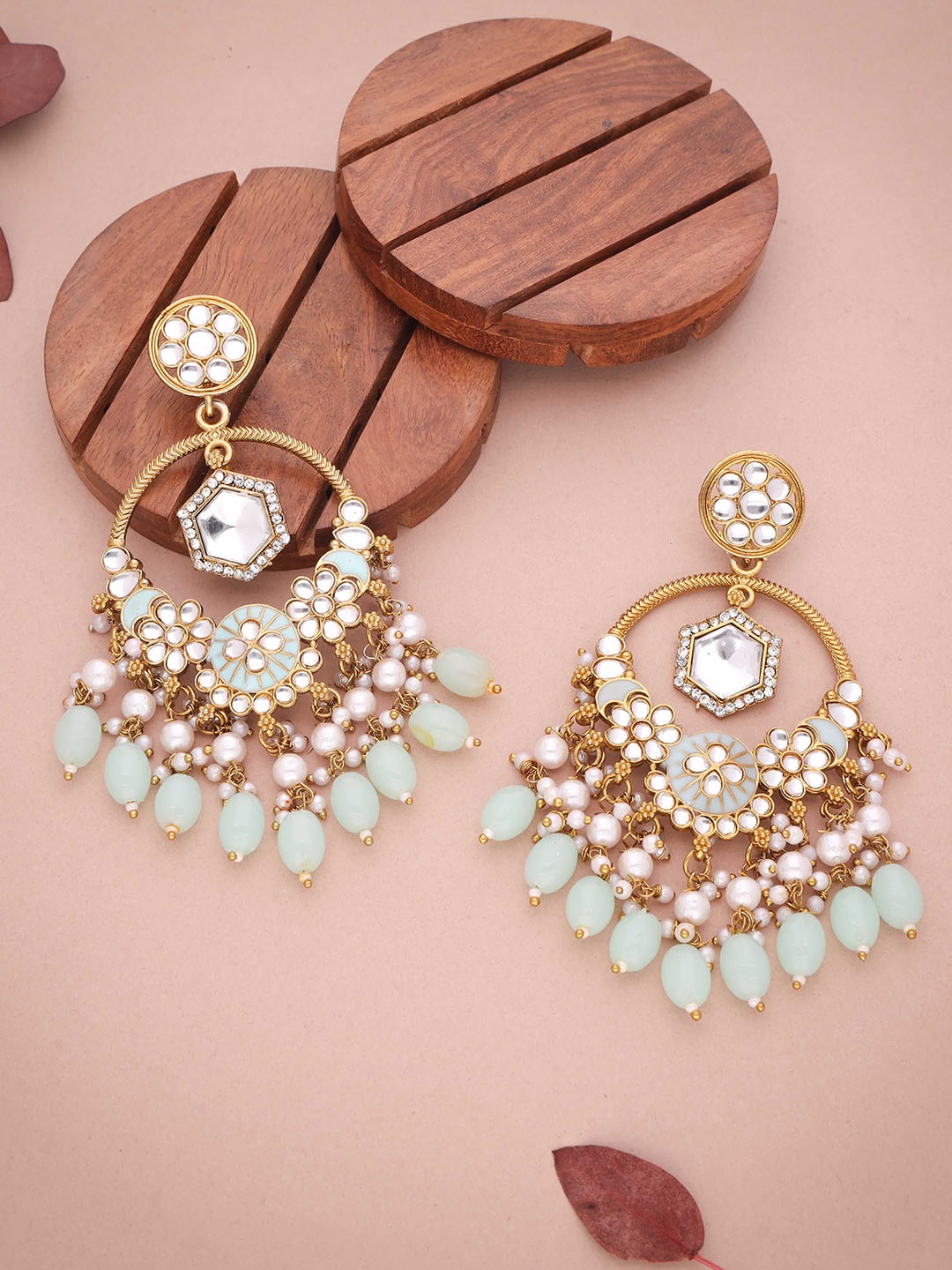 

Anouk Gold Plated Artificial Beads Contemporary Jhumkas