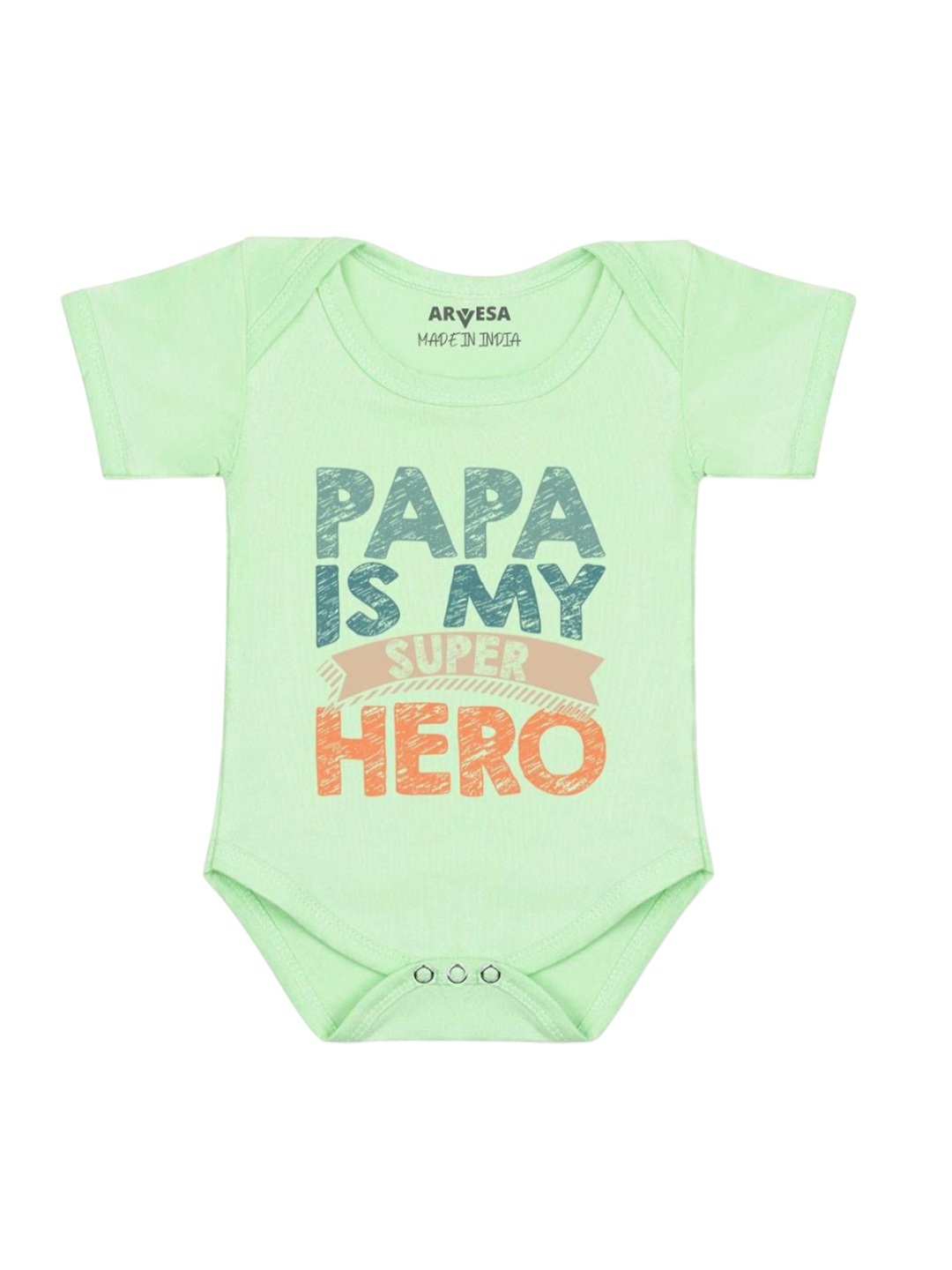 

Arvesa Infants Kids Papa Is My Super Hero Printed Cotton Romper, Green