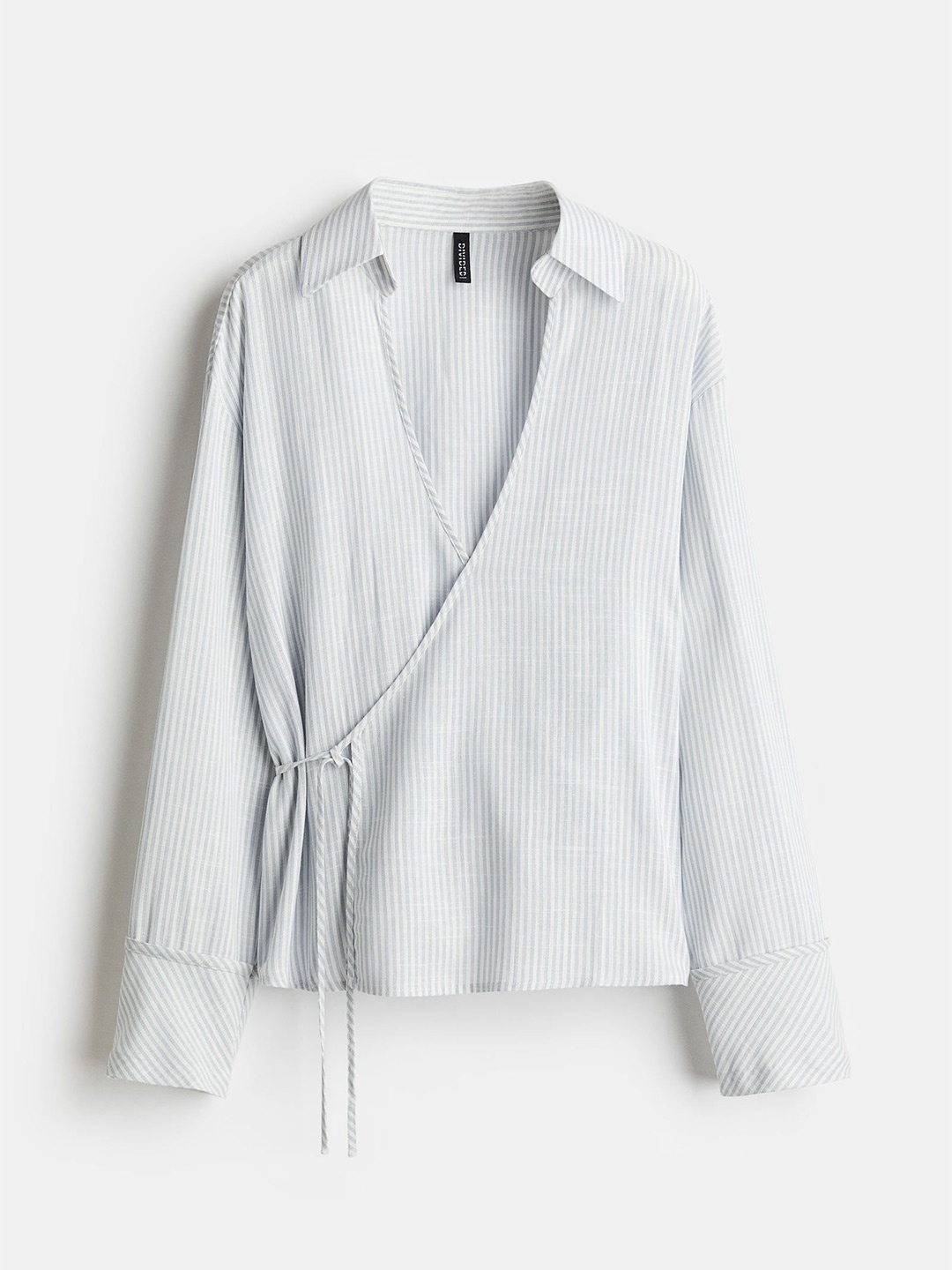 

H&M Tie-Detail Wrap Shirt, Blue