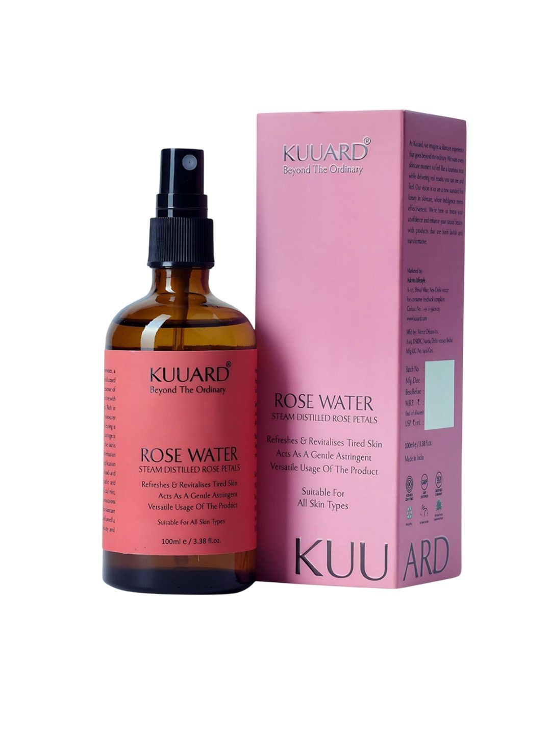 

Kuuard - beyond the ordinary Pure Rose Water For Hydrating- 100 ml, Transparent