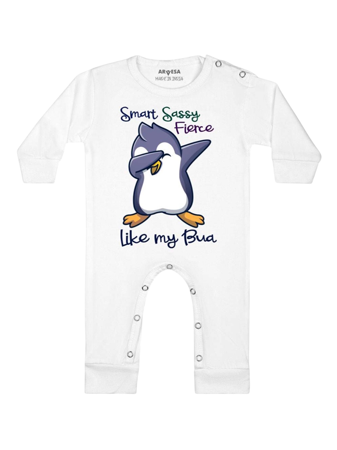 

Arvesa Kids Smart Sassy Like My Bua Printed Baby Romper, White