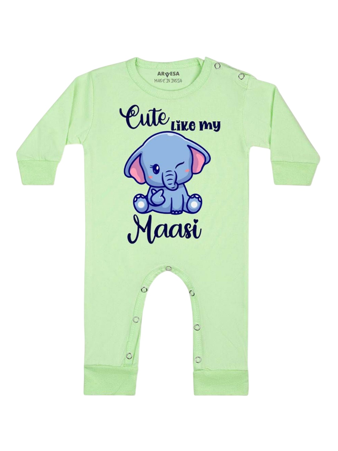 

Arvesa Kids Cute Like My Maasi Printed Baby Romper, Green