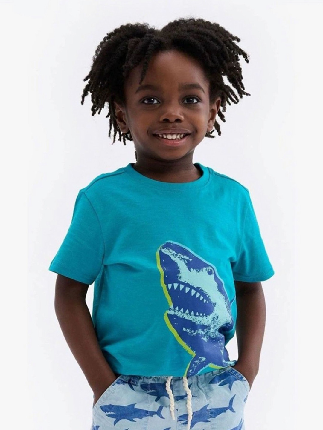 

LULU & SKY Boys Graphic Printed Round Neck Cotton T-shirt, Blue
