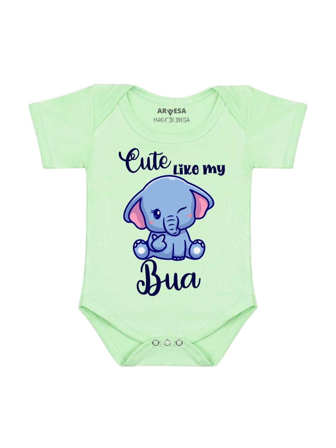 

Arvesa Infants Kids Cute Like My Bua Printed Cotton Romper, Green
