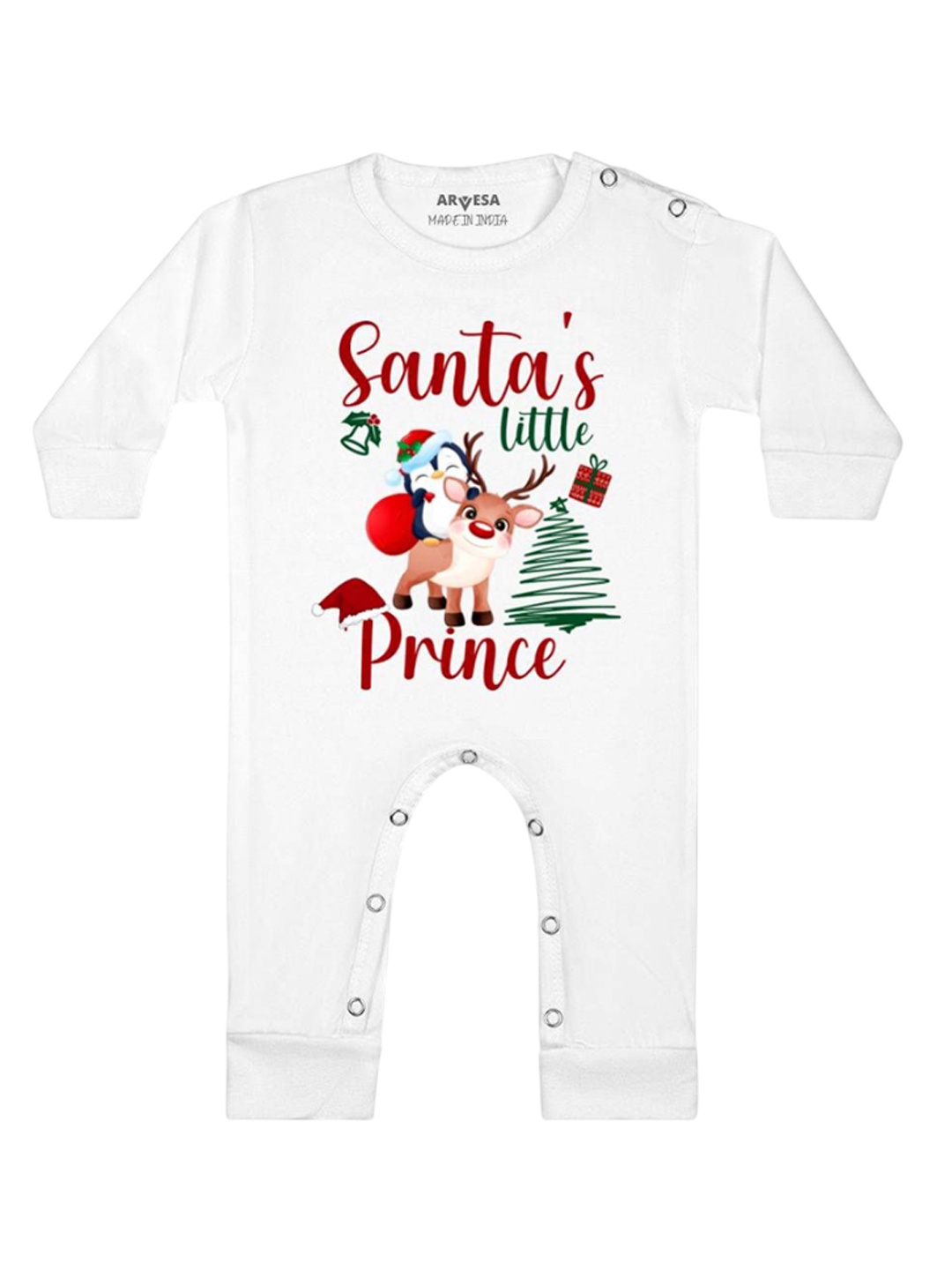 

Arvesa First Christmas Printed Baby Romper, White