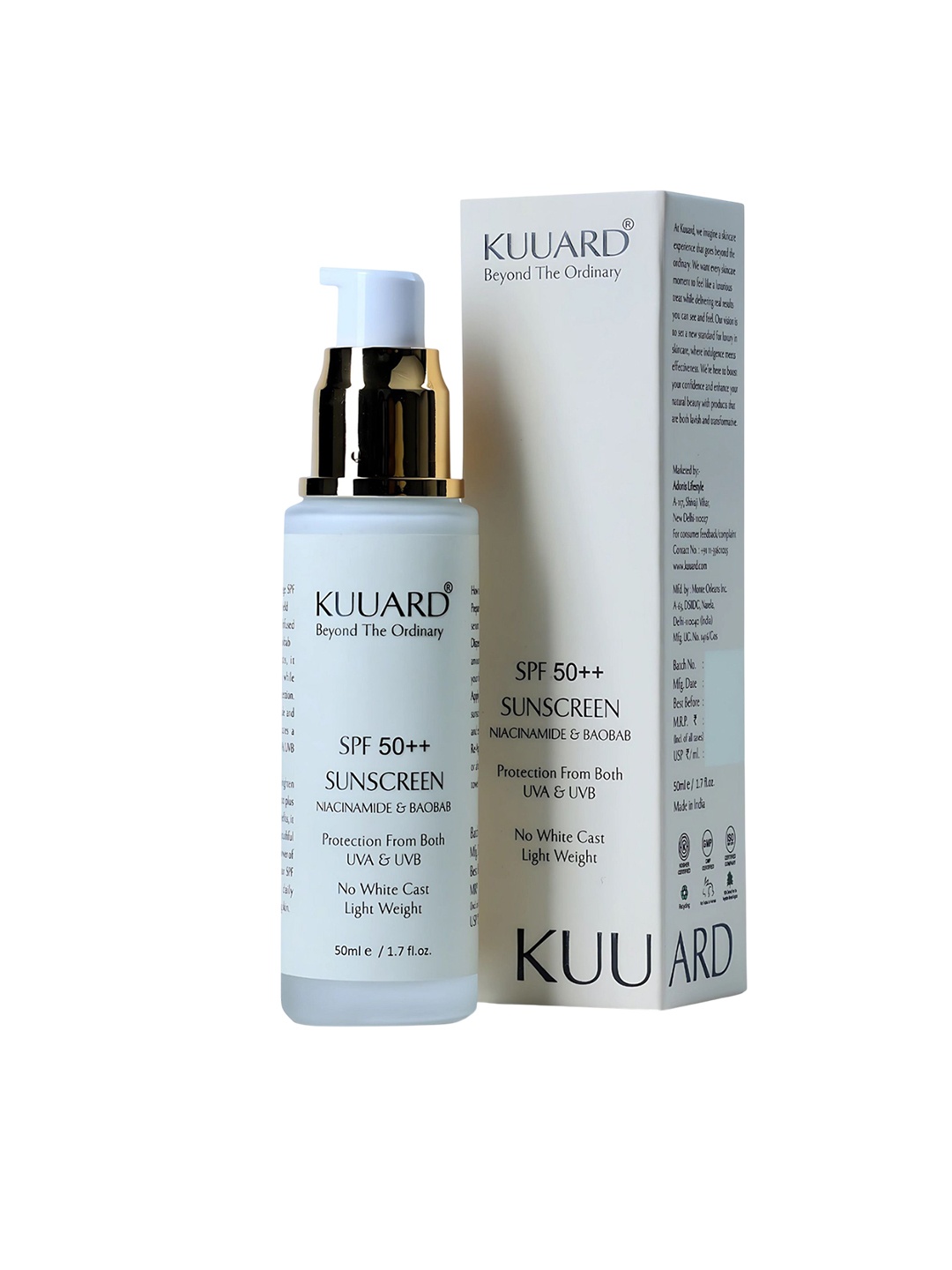 

Kuuard - beyond the ordinary Sunscreen SPF 50 With Niacinamide - 50 ml, Black